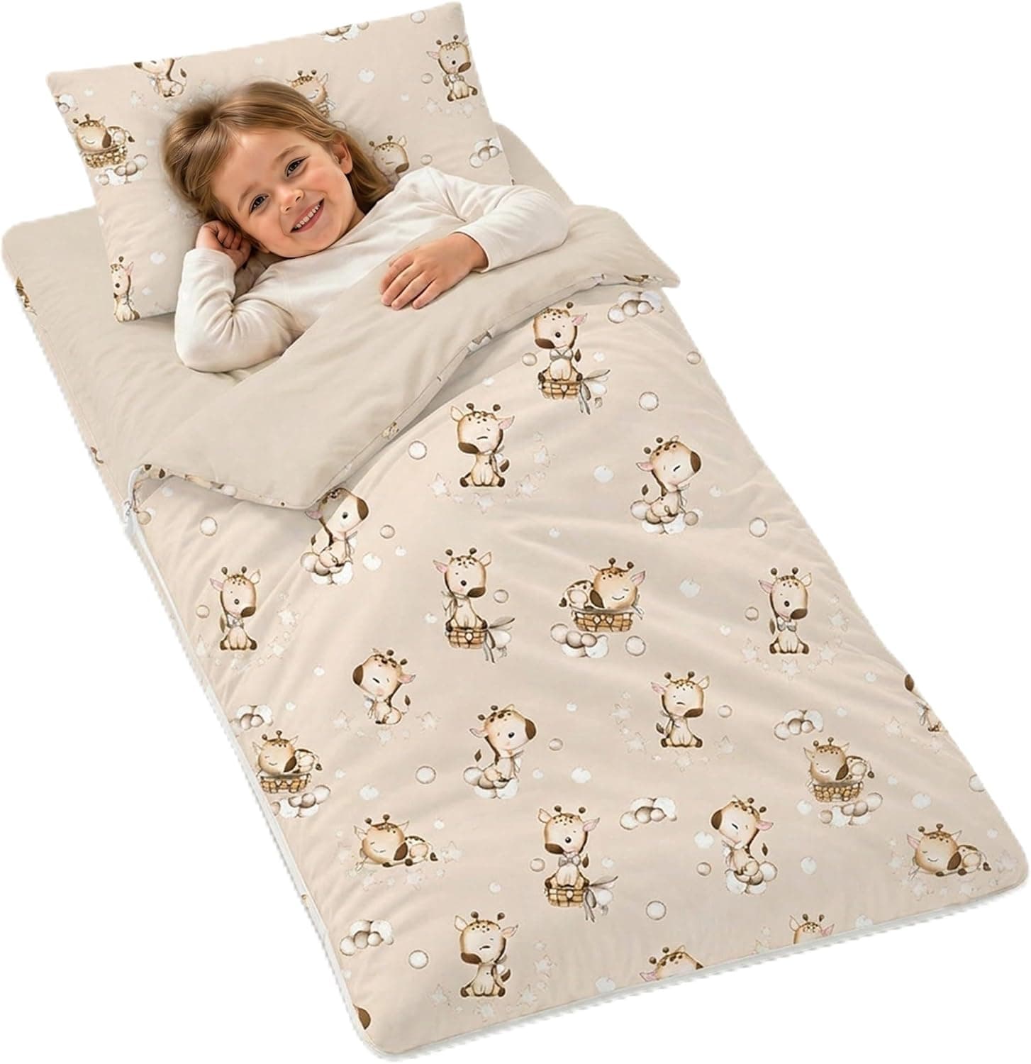 Totsy Baby Saco de Dormir Niños 140x75 cm con Almohada y Cremallera – Saco Dormir Infantil para Guardería Colegio & Noche Fuera de Casa – Interior Algodón 3-7 años