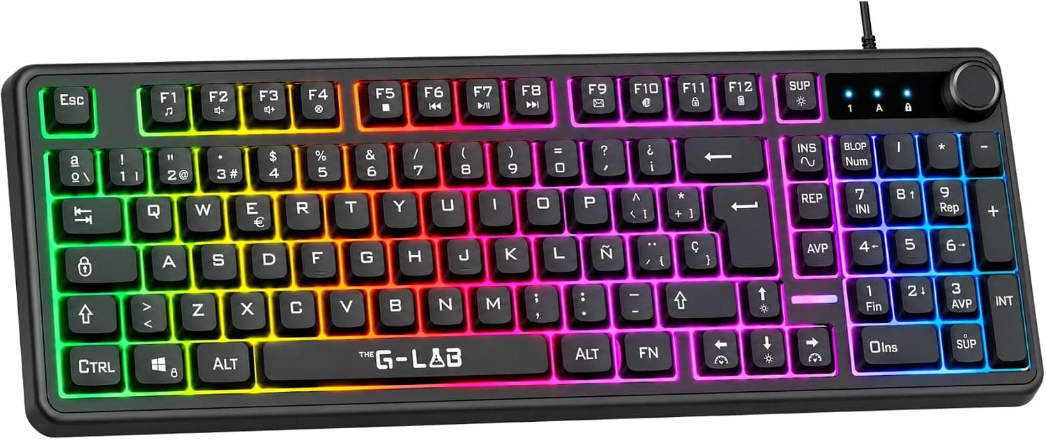 The G-Lab Keyz Caesium EX B - Teclado Gaming USB 98% Rainbow QWERTY con Ñ