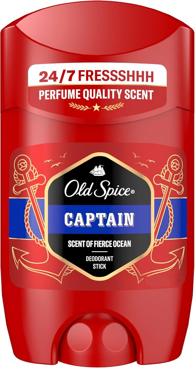 Old Spice Captain Desodorante en Barra para Hombre Antiolor 24 h, 6x50ml