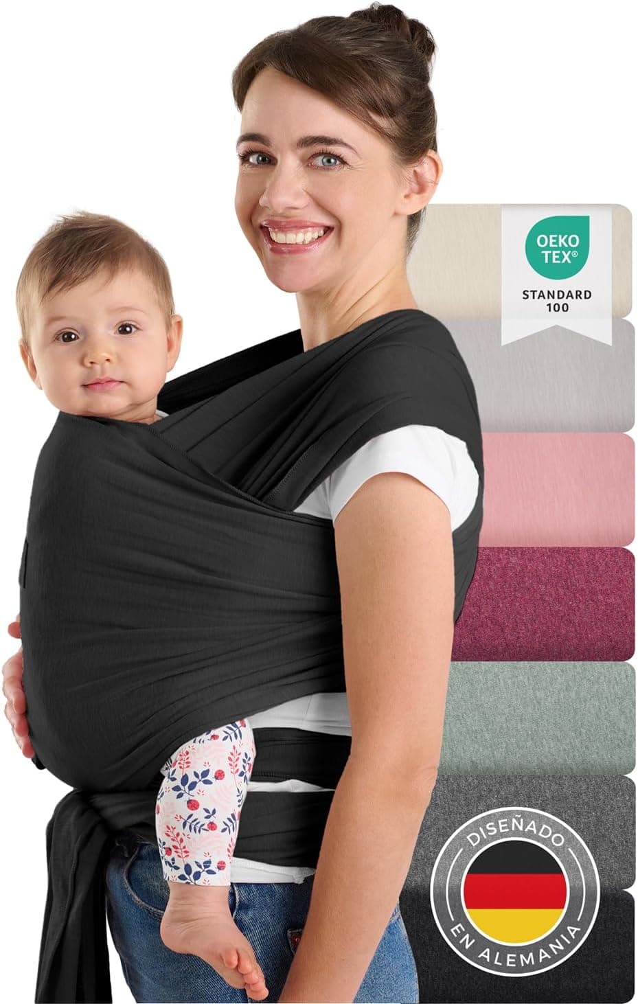 Laleni Fular portabebés recién nacidos hasta 15 kg de algodón suave – portabebés recién nacidos desde el nacimiento – Portabebés con certificado Oeko-Tex – Pañuelo para bebé con 5,10 m de longitud