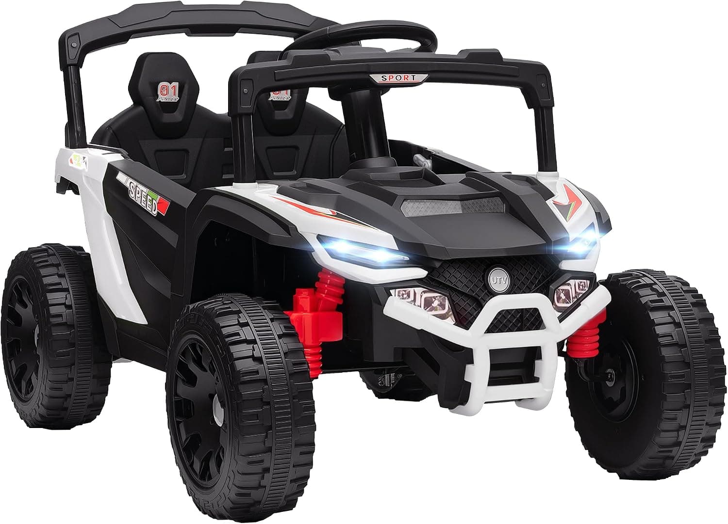 AIYAPLAY Coche Eléctrico para Niños 12V UTV con 2 Motores 3-5 km/h Blanco