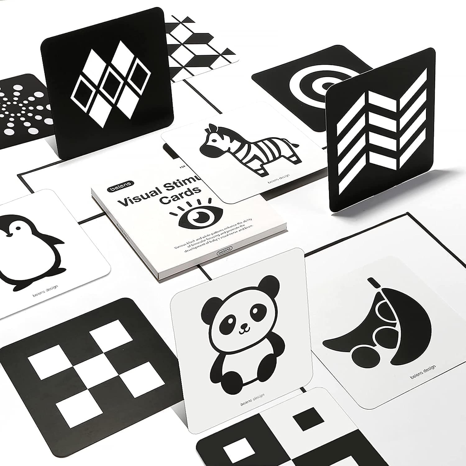 Beiens Tarjetas Flashcards Bebe,0 3 6 12 36 Meses Juguetes en Blancas y Negras Comparó Las Tarjetas para la Estimulación Visual del Bebé,20 PCs 40 Pages 14 x 14 cm, Regalo Educativo para Bebés