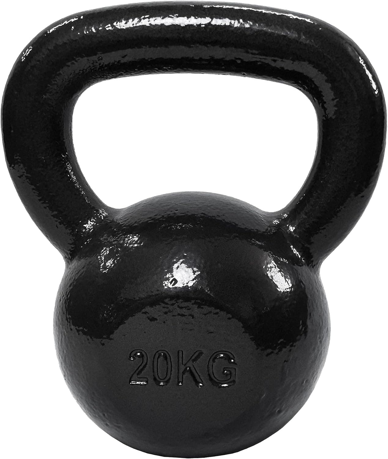Amazon Basics Kettlebell - Pesa de Entrenamiento de Hierro Fundido con Agarre Ancho Texturizado - Acabado Pintado - Negro