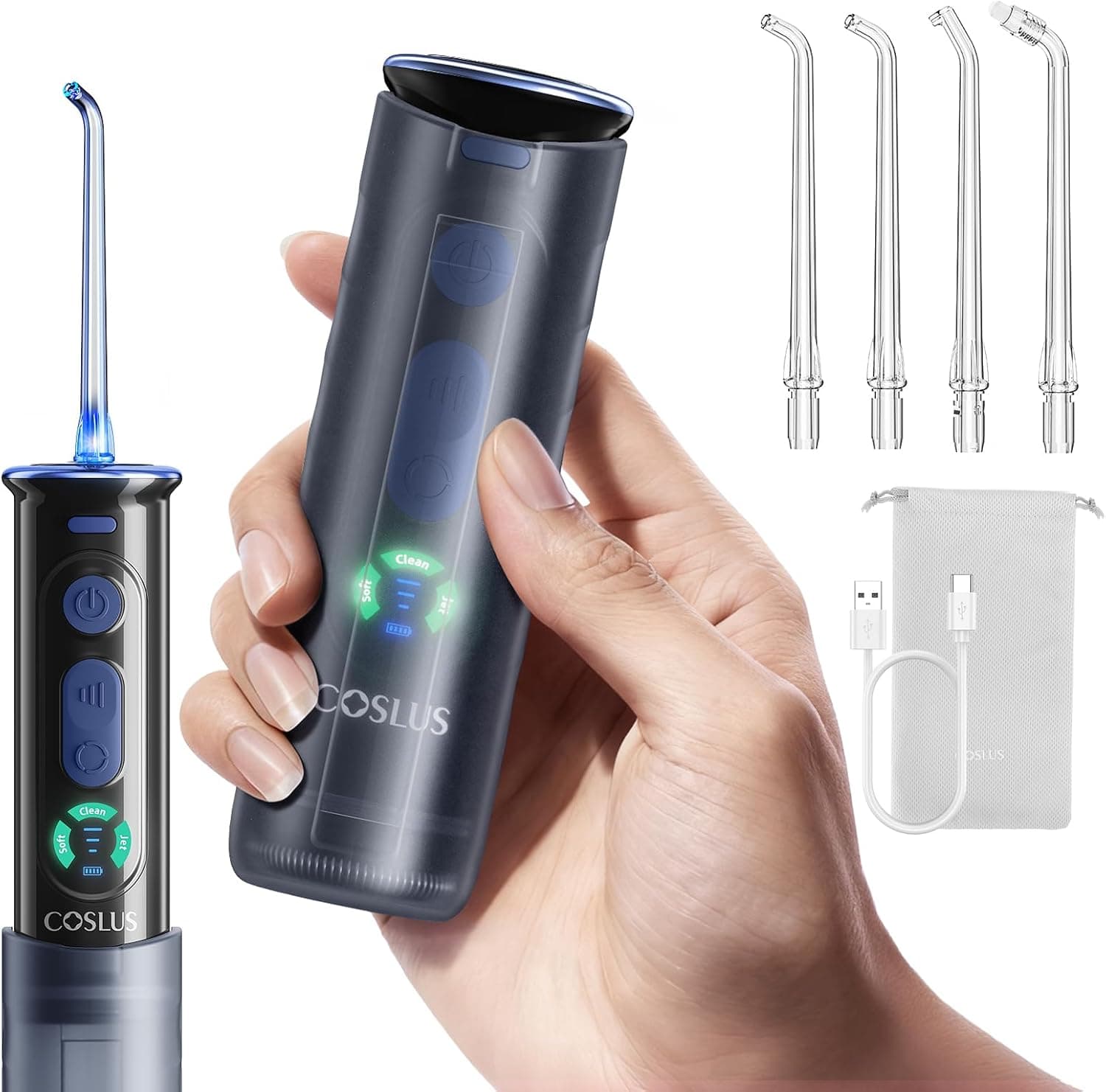 COSLUS T50 Irrigador Dental Bucal Inalámbrico Viajes con Pantalla,Negro