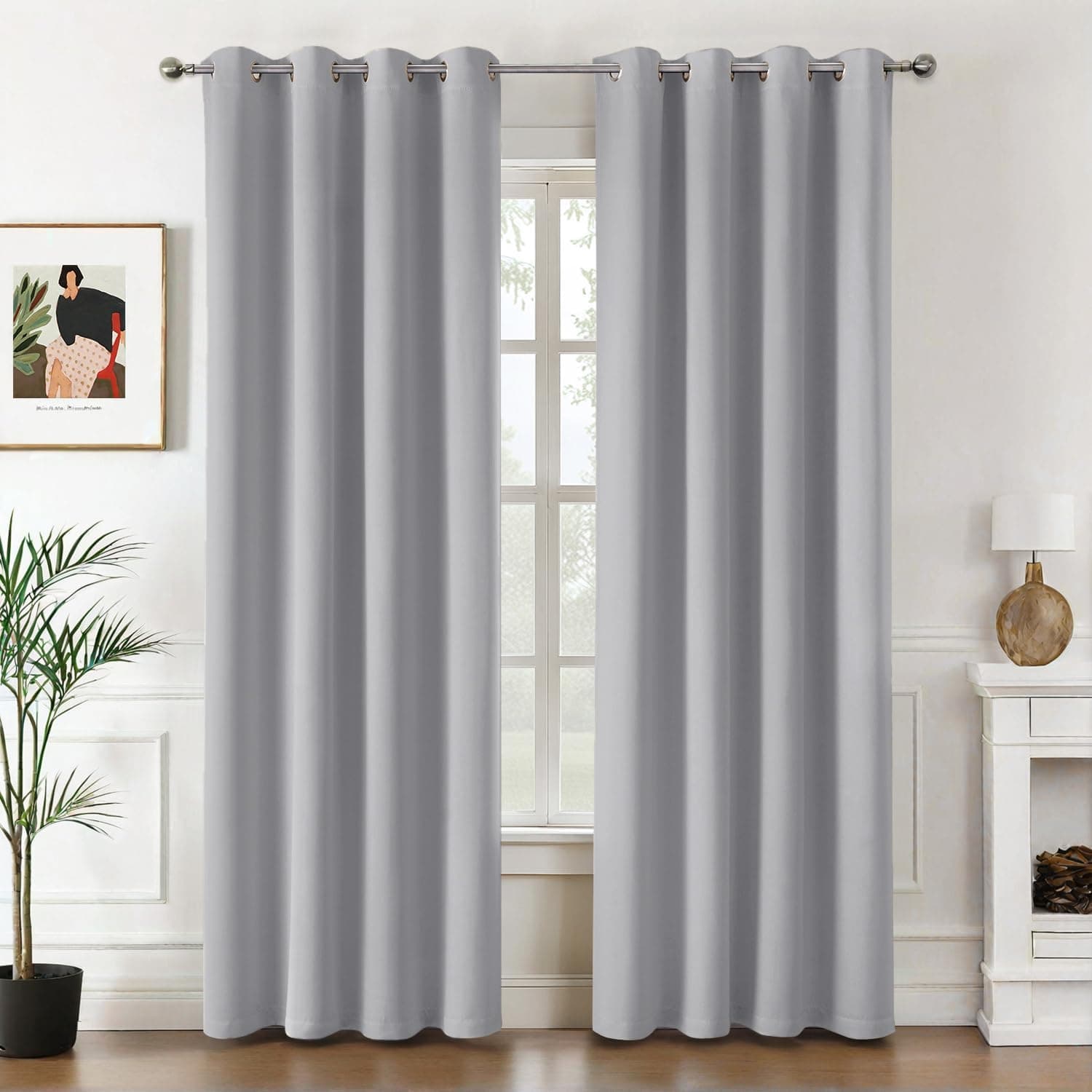 MIULEE Cortinas Opacas Termicas Salon Dormitorio 2Pz 140x225cm Gris Claro