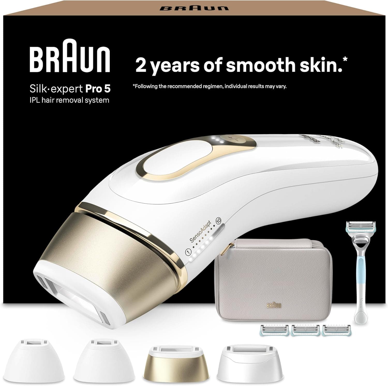 Braun Depiladora Luz Pulsada Silk-expert Pro 5, PL5358, Blanca/Dorada