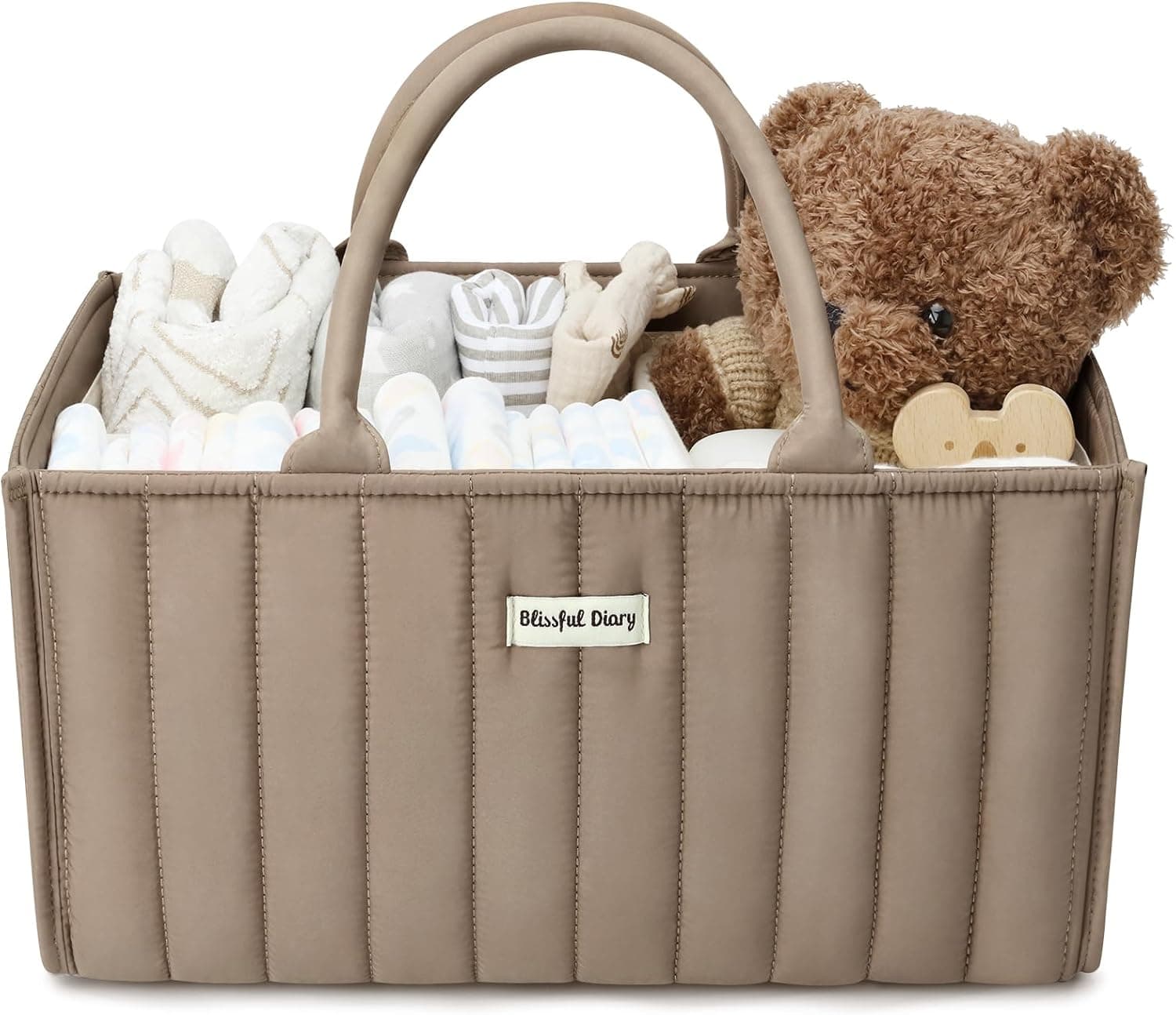 Blissful Diary Organizador de cambiador para bebé, Cesta de Almacenamiento Elegante para Necesidades de Recién Nacidos y Estación de Pañales, Regalo de Baby Shower, Marrón Mokaa