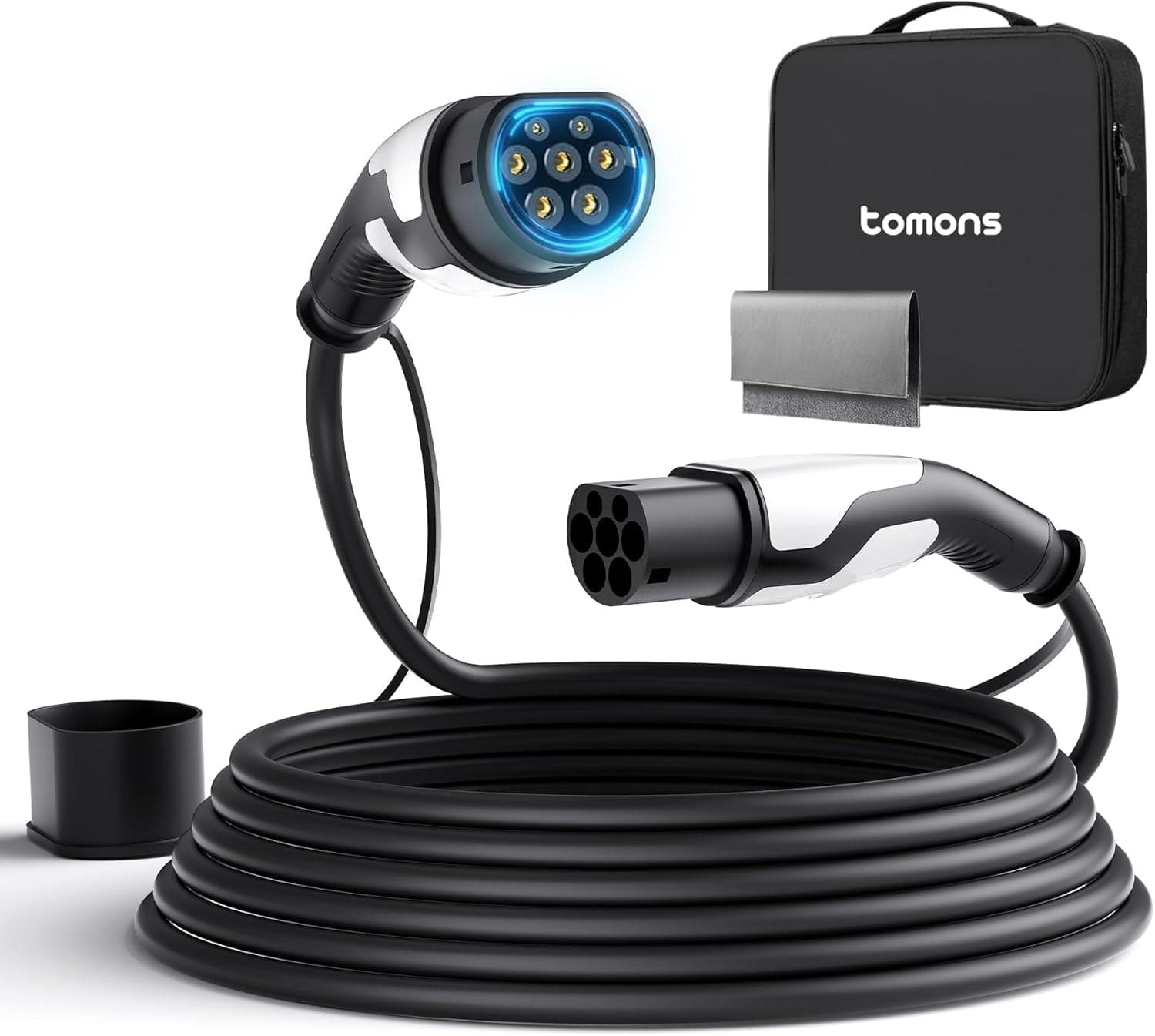 tomons Cable de Carga Coche Electrico Tipo 2, 22 KW 7M 32A Trifásica