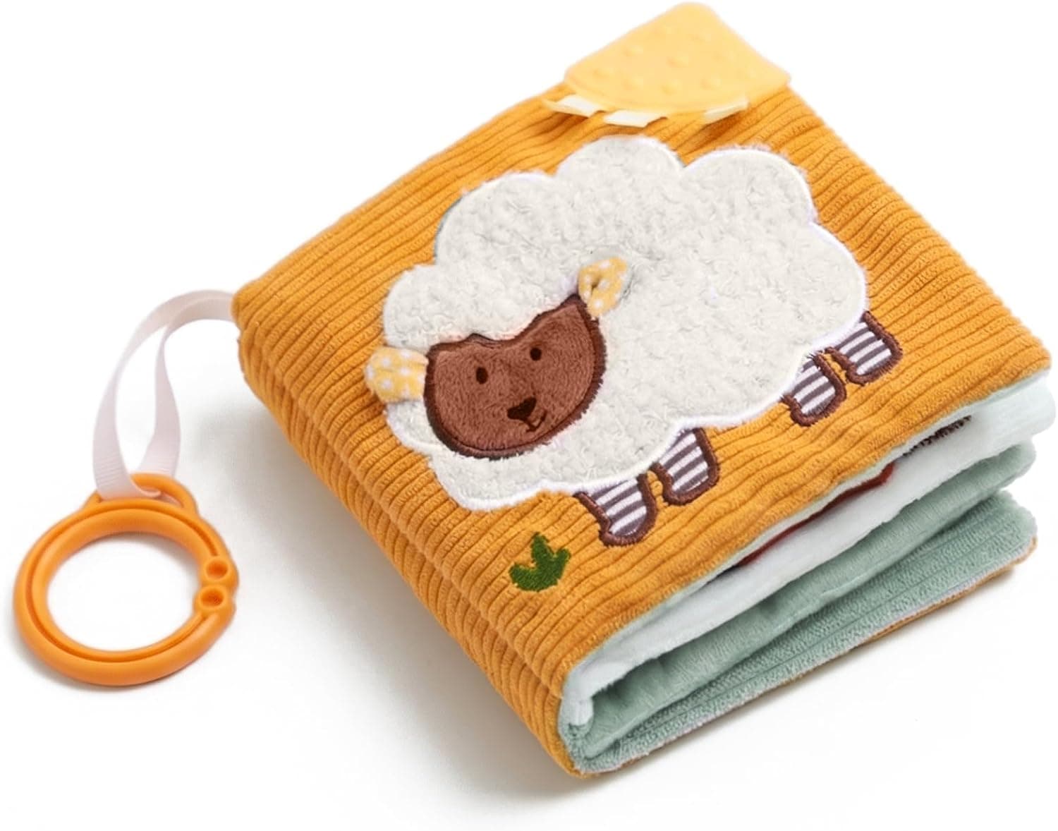 let's make Libro de tela sensorial para bebés a partir de 0, 3, 6, 12 meses, libro interactivo con sonajero, juguete para cochecito de bebé, regalo para niños y niñas (libro de tela de ovejas)