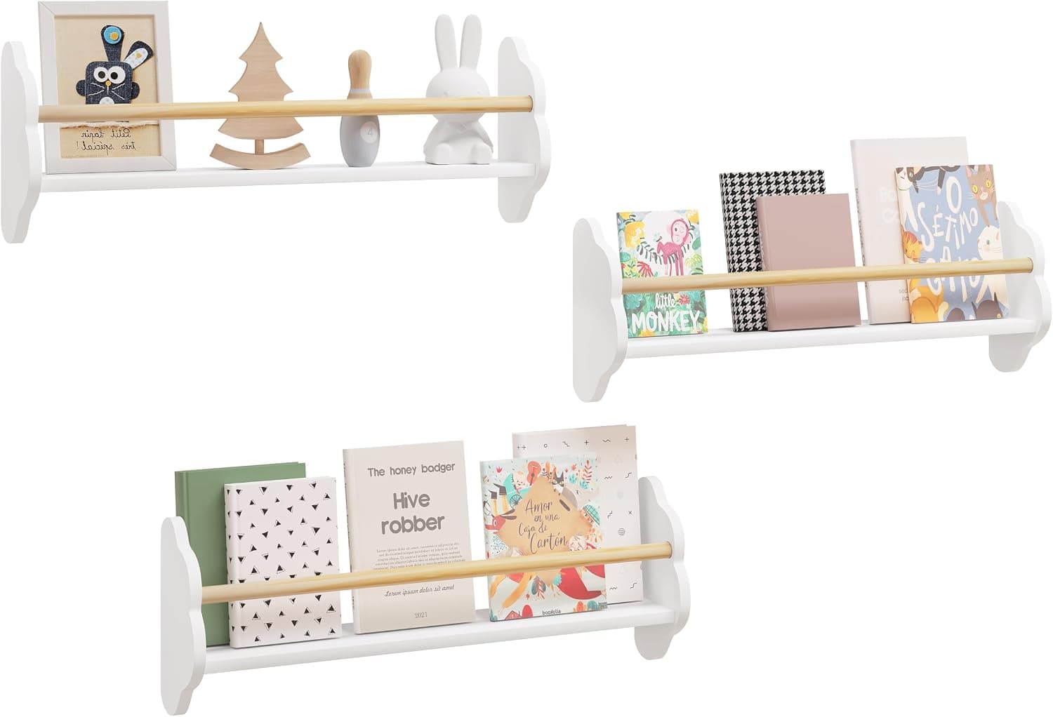WOLTU Estanterias de Pared Juego de 3, Librerias Montessori