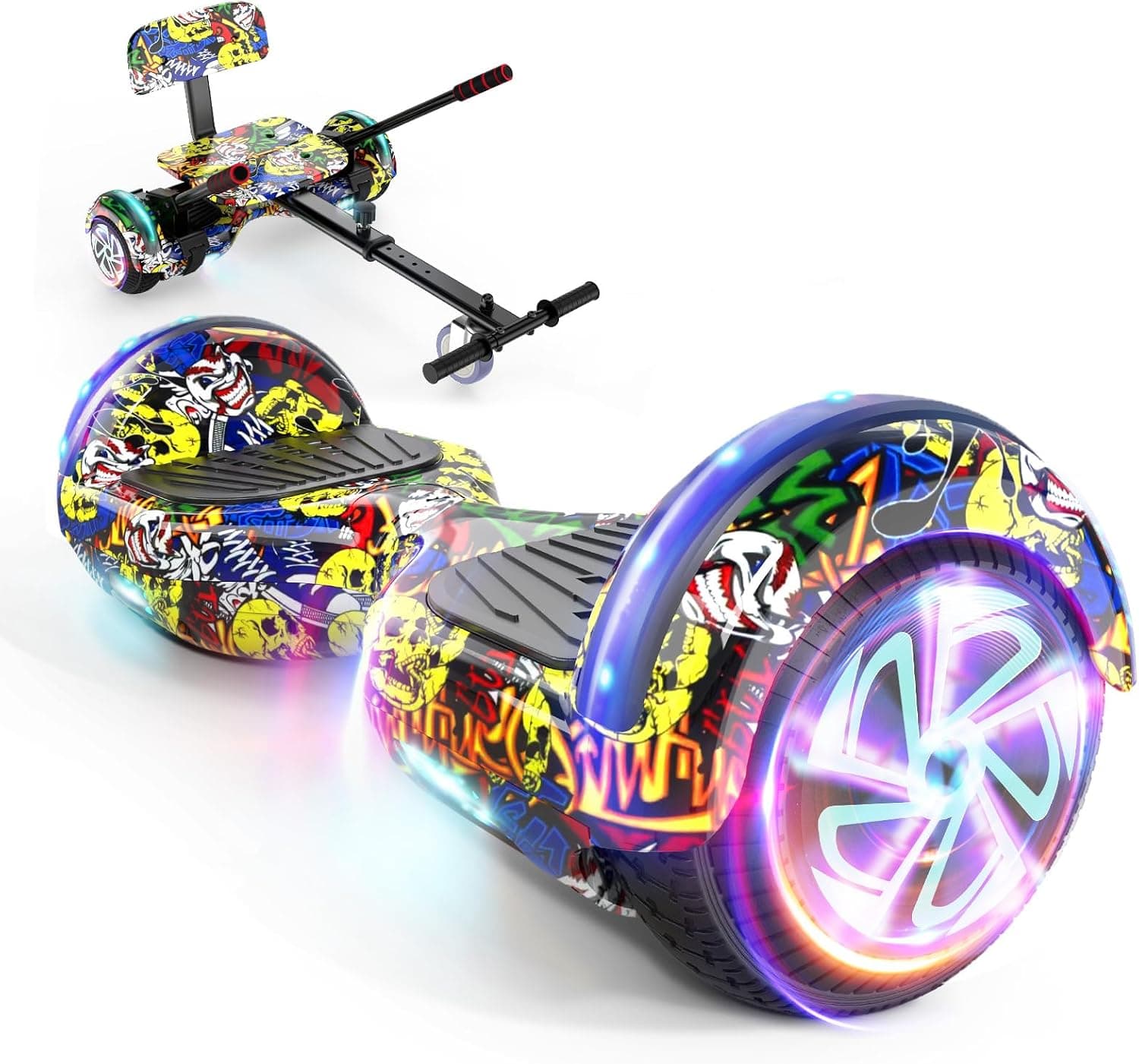 Scooter Seat Attachment, Adjustable Frame Length Scooter Go Kart Combo, Safety Certified Hoverboard Go Kart for Kids