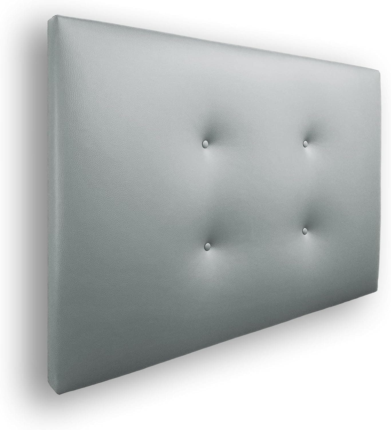Silcar Home - Cabecero de Cama Carlo 105 Gris - Estructura de Madera, Tapizado en Polipiel, Diseño Moderno con Dos hileras Botones, Fácil Instalación – Polipiel Gris, 105 cm