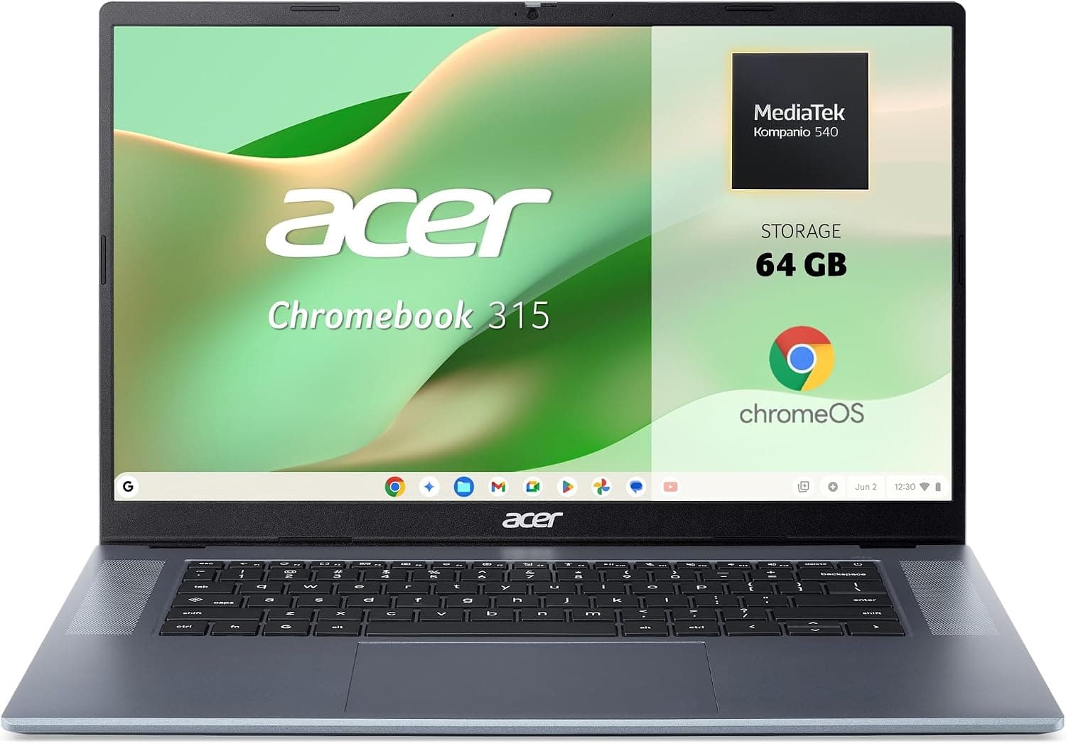 Acer Chromebook 315, Portátil 15.6" FullHD, Kompanio 540, 4GB RAM, 64GB