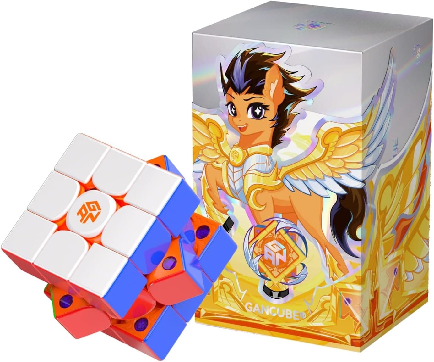 GAN V100 Leap Edición limitada Año del Caballo, Cubo Magnético Speed Cube 3x3, Profesional Original Cubos de Velocidad, Rompecabezas para Niños y Adultos, con Embalaje Festivo y Pegatinas de Año Nuevo