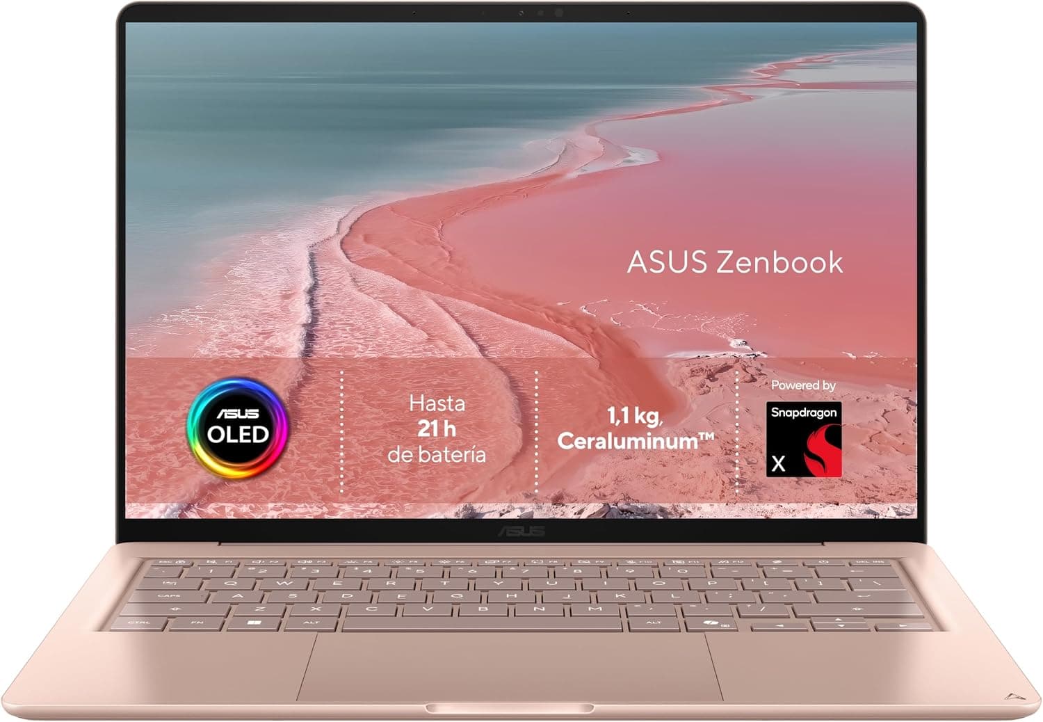 ASUS Zenbook 14 OLED UX3480QA-U1091W Copilot+ PC Copilot+ PC - Ordenador Portátil WUXGA (Snapdragon X1-26-100, 16GB RAM, 256GB SSD, Adreno GPU, Windows 11 Home) Komodo Coral - Tec. QWERTY ESP