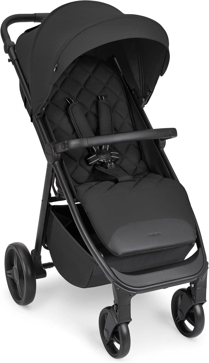 KikkaBoo Silla de Paseo Ligera URBAN, Carrito Bebe Desde Nacimiento Hasta 22 kg, Plegado con Una Mano, Compacto, Ruedas EVA Con Suspensión, Manillar Ajustable, Negro