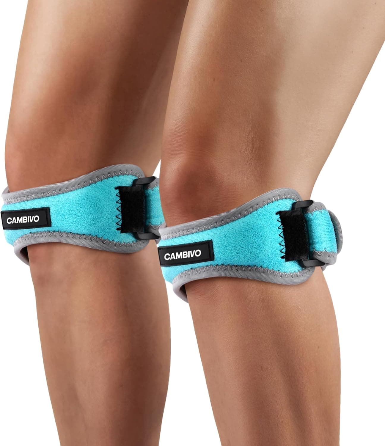 CAMBIVO Rodillera Adjustable x2, Cinta Rotuliana, Rodilleras Menisco y Ligamento con Correa para Tendón Rotuliano, Correr, Saltar, Gym, Alivio de la Tendinitis, Estabilización de la Articulación