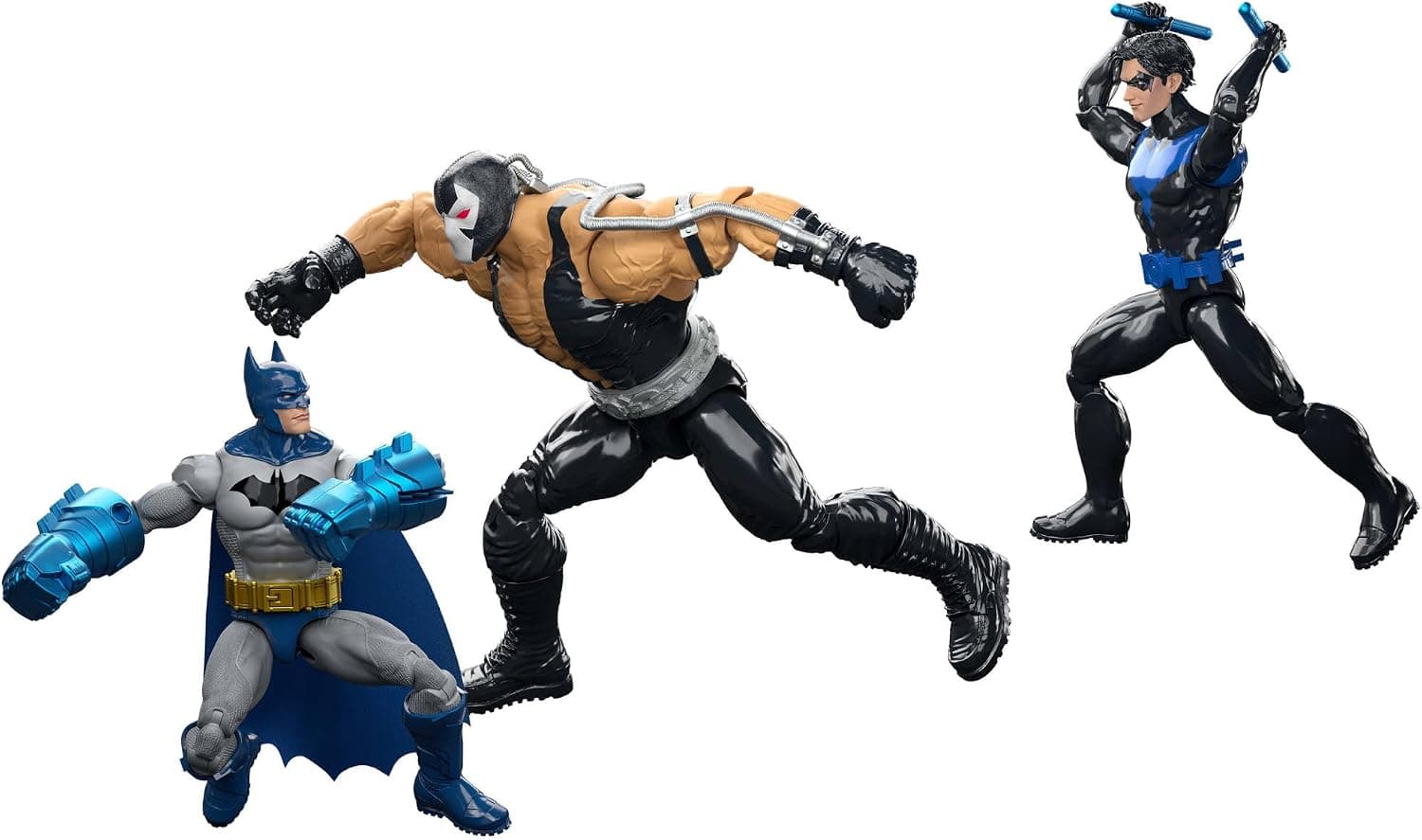 Mattel DC Premier Series 3-Pack, Batman y Nightwing vs Bane, 16,5 cm