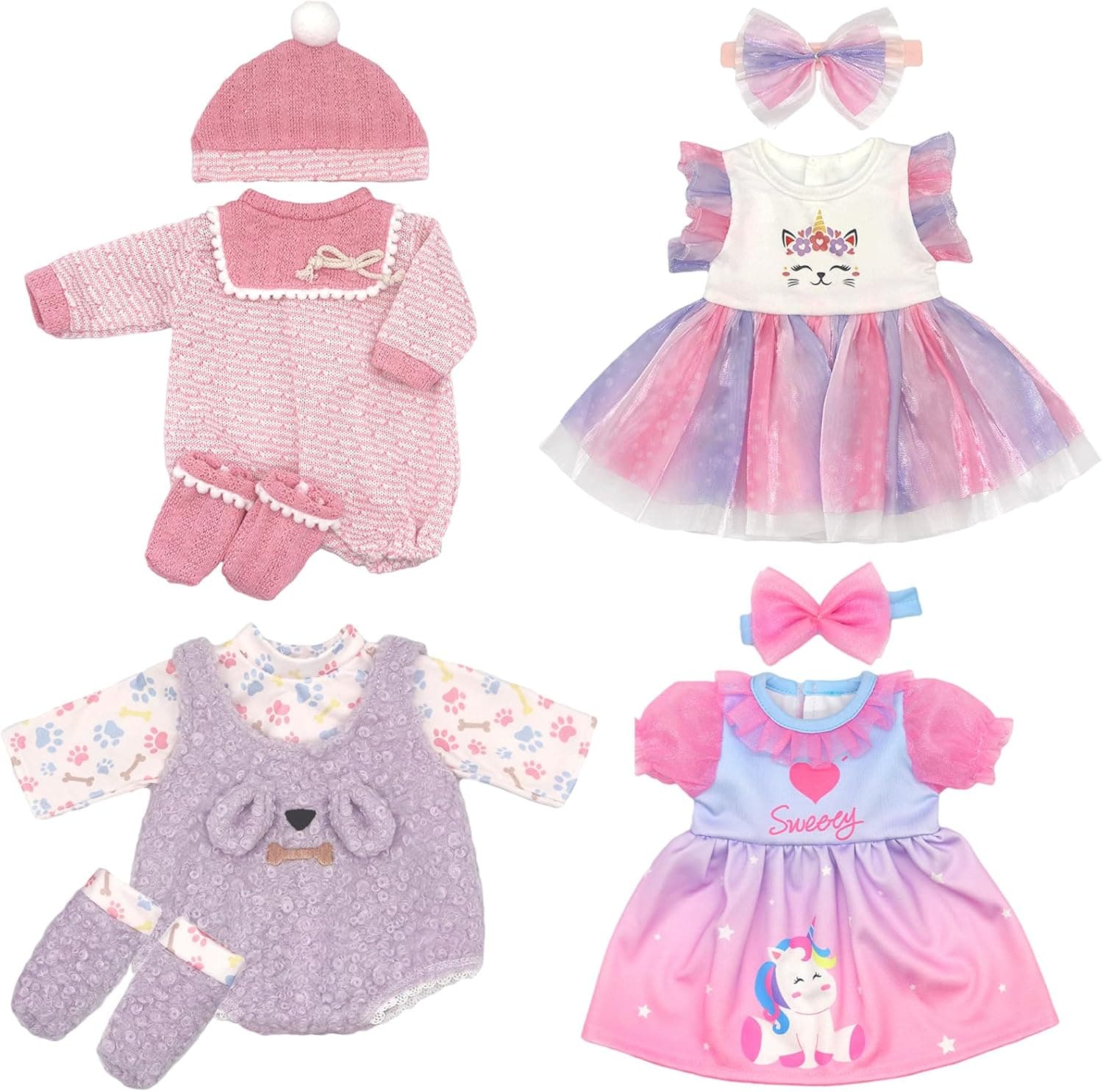 Ropa para muñecas de 14 a 17 Pulgadas, Ropa de muñeca para de 36 – 43 cm recién Nacidos, Paquete de 4