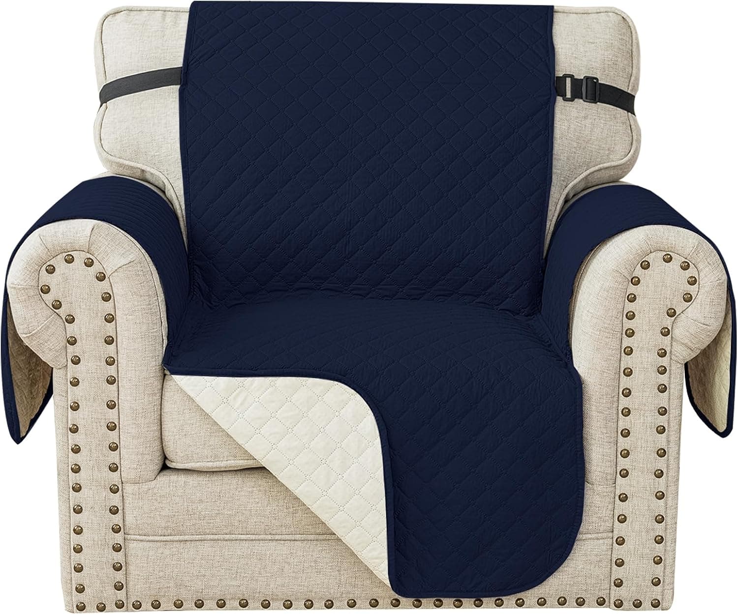 YSTELLAA Funda Sofa 1 Plaza, Antideslizante, Azul Oscuro
