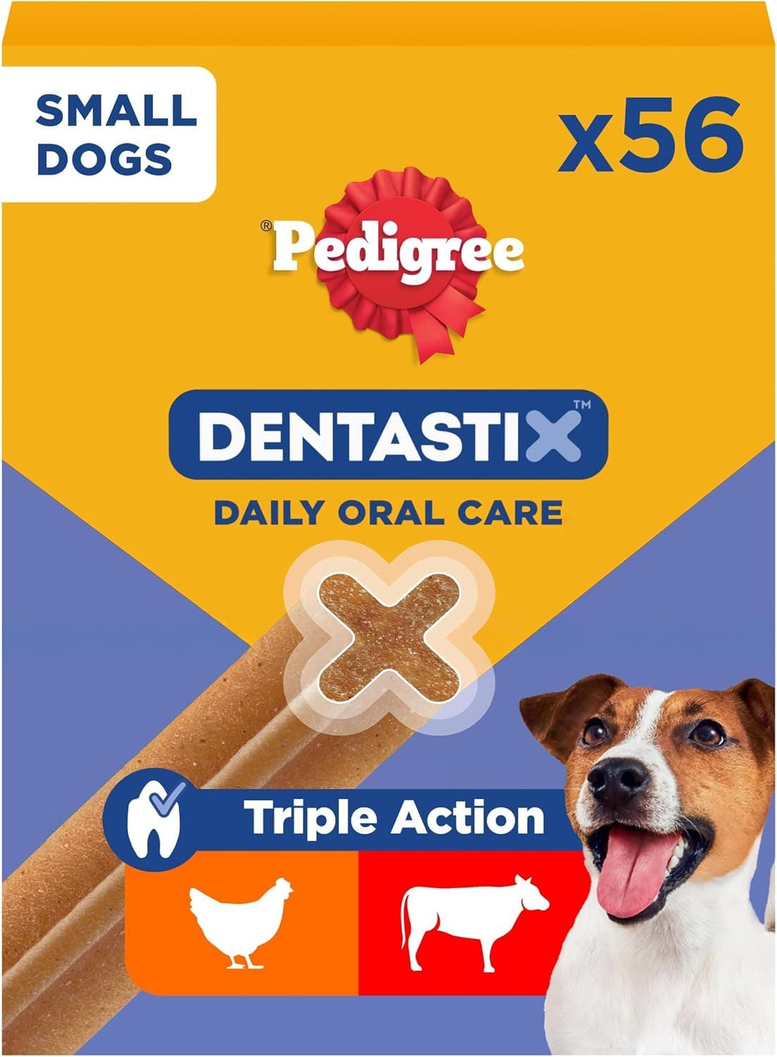 Pedigree DENTASTIX masticables dentales Diarios para Perros medianos, 56 masticables con Pollo y Buey