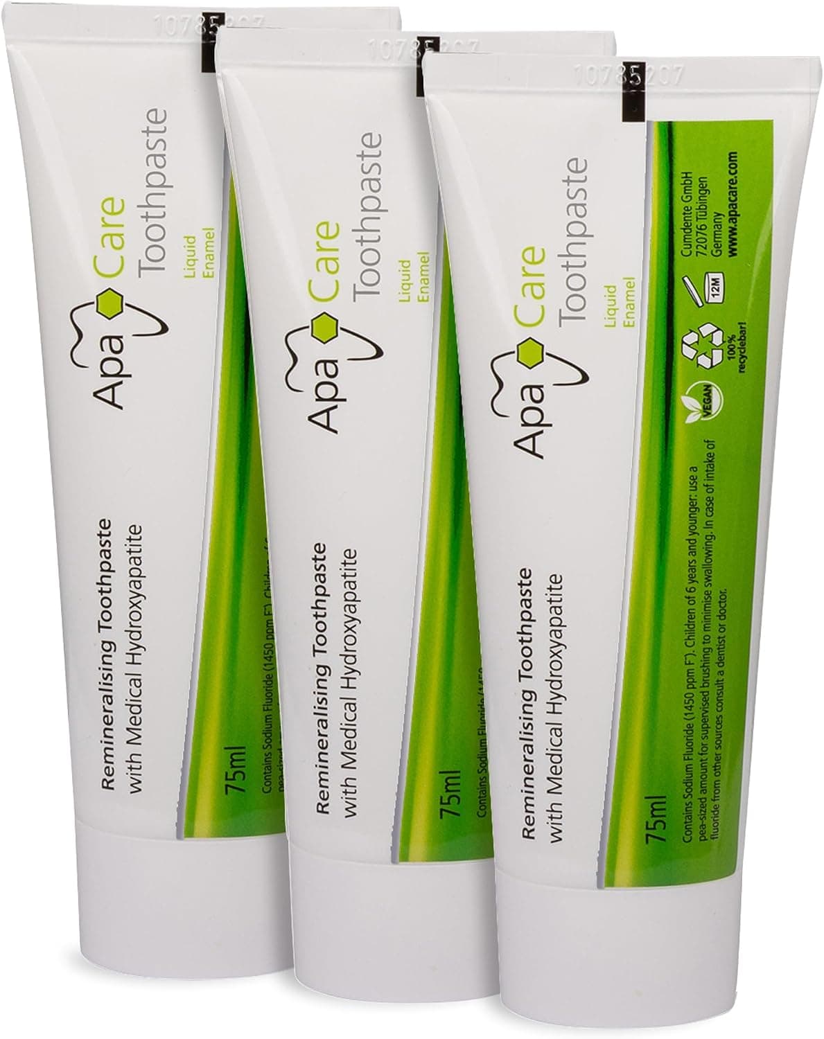 ApaCare Pasta de Dientes Reparadora Esmalte Líquido Hidroxiapatita 3x75ml