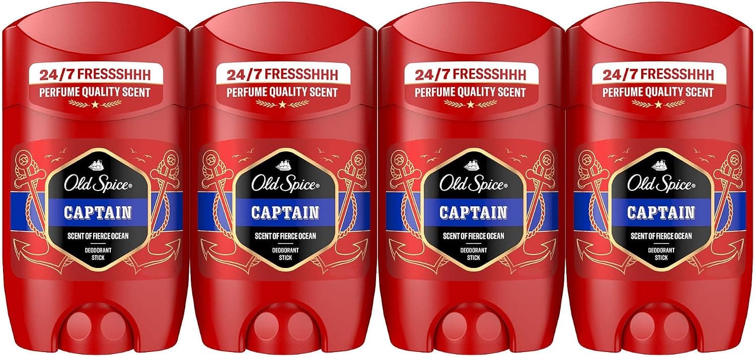Old Spice Captain Desodorante en Barra para Hombre Sin Aluminio, 4x50ml
