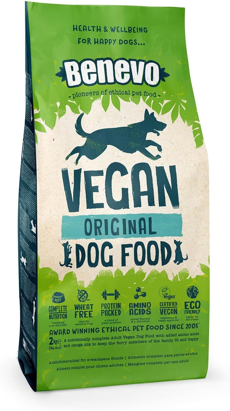 Alimento Vegano para Perros de Benevo. Alimento seco Vegano Completo para Perros, croquetas secas sin Trigo, hipoalergénicas y saludables. Bolsa holística y sin OMG de 2 kg