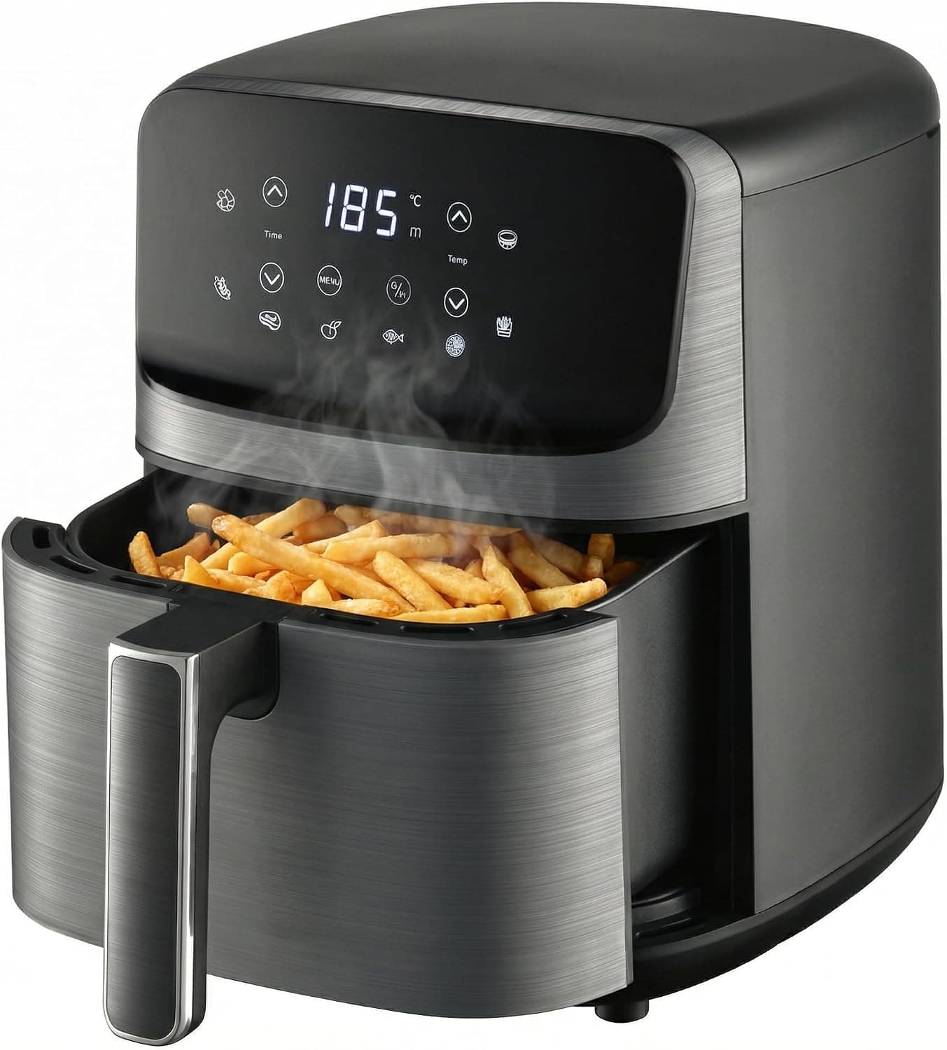 Freidora de Aire sin Aceite de 6 L, Air Fryer Caliente, 8 Programas, Pantalla Digital, Temperatura Ajustable 80-200°C, Temporizador 60 min, Fácil de Limpiar (6 L)