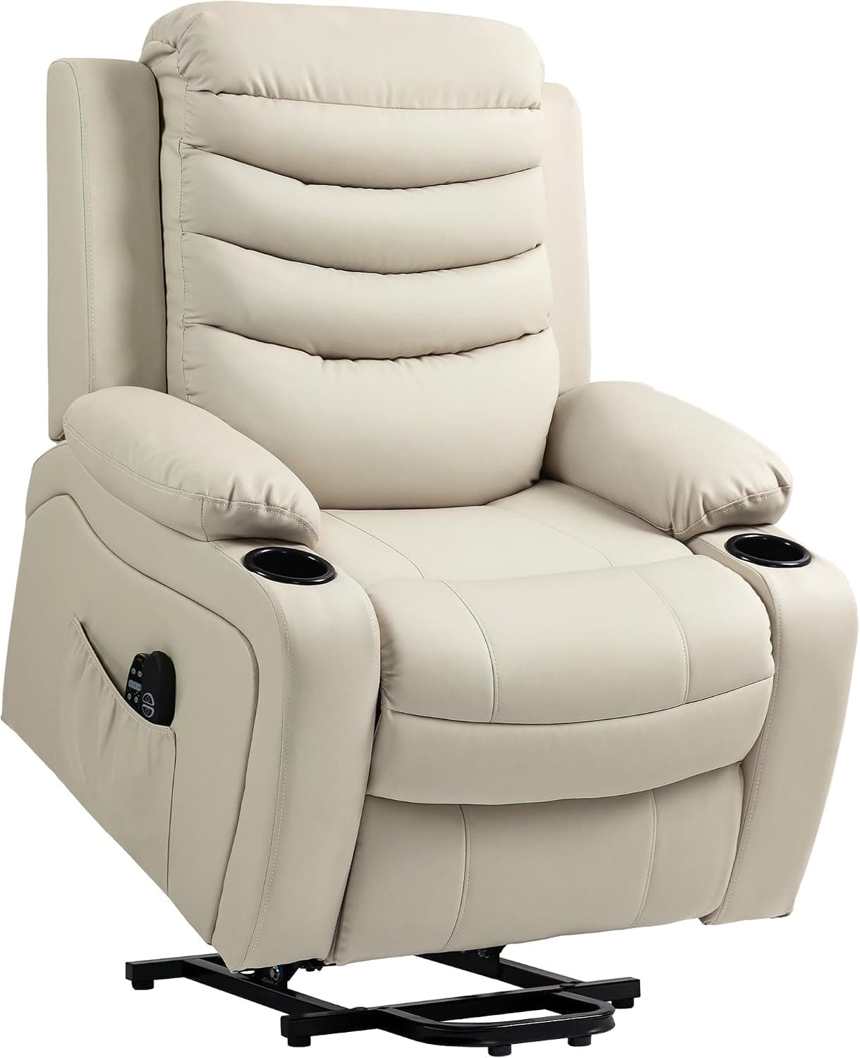 HOMCOM Sillón Relax Reclinable Eléctrico Levanta Personas con USB Crema