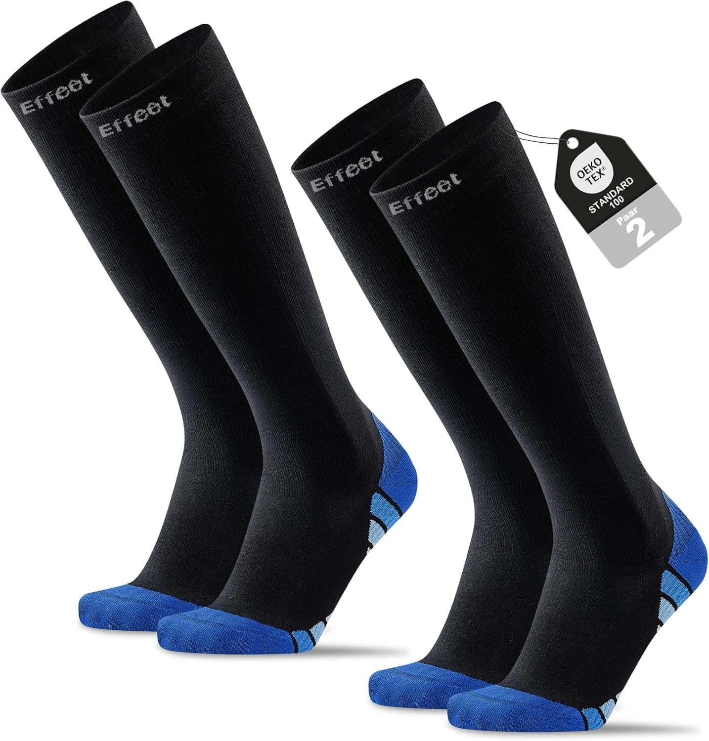 2 Pares Medias de Compresión Mujer Hombre 20-30 mmHg - Calcetines Compresion para Deporte Vuelo Viaje Embarazo y Trabajo de Pie