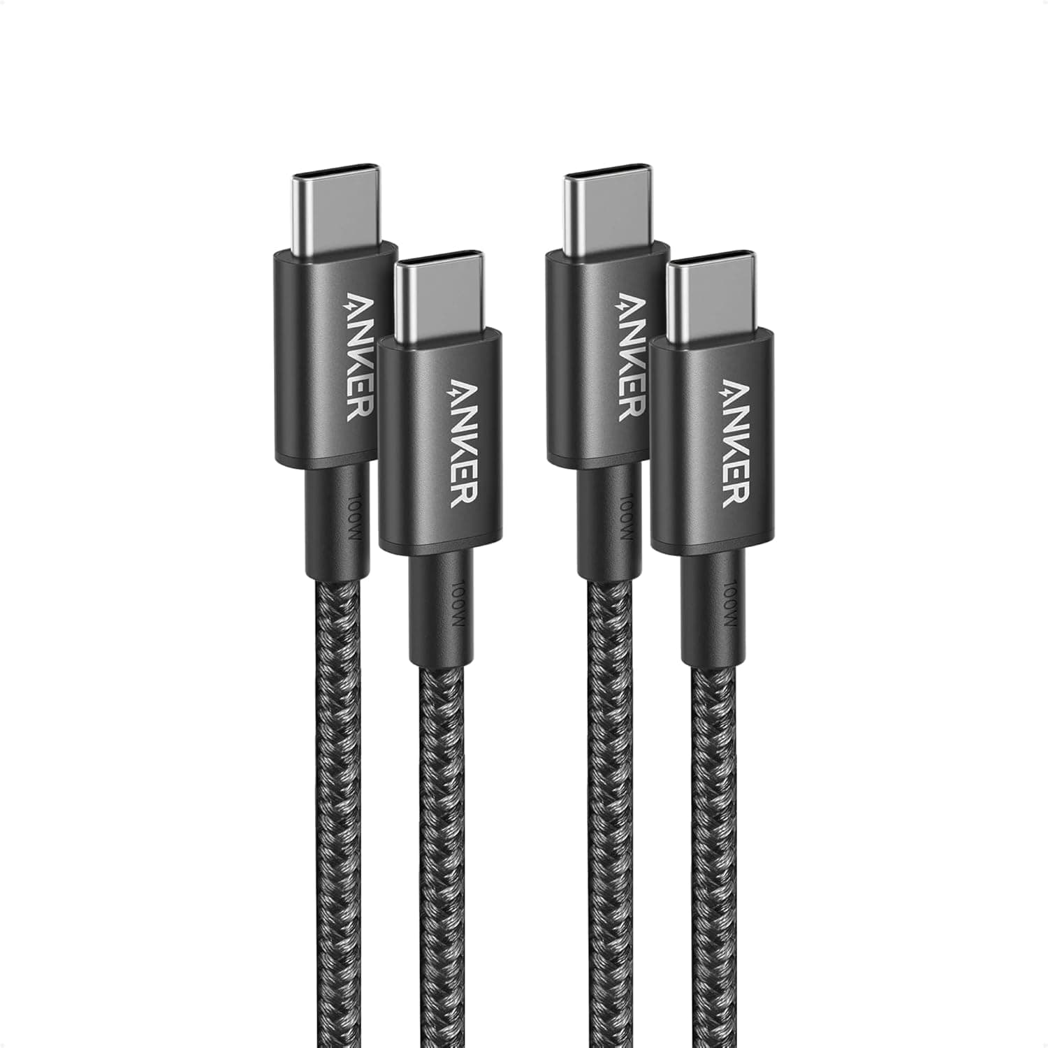 Anker 333 Nylon Cable USB C Carga Rapida 100W, PD 3.0 [0,9] Negro, 2 Packs