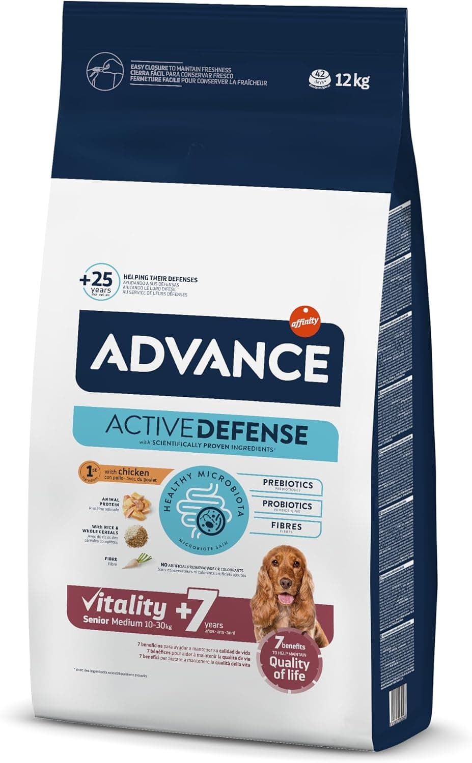 Advance Medium Senior, Pienso para Perros Senior (+7 años) de Razas Medianas con Pollo, 12kg