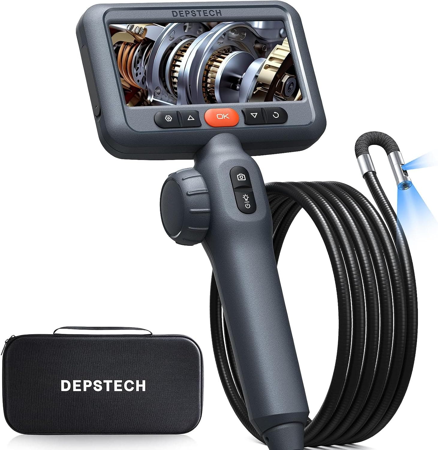 DEPSTECH Cable 3m Endoscopio Articulado con Doble Lente y Cámara 1080P