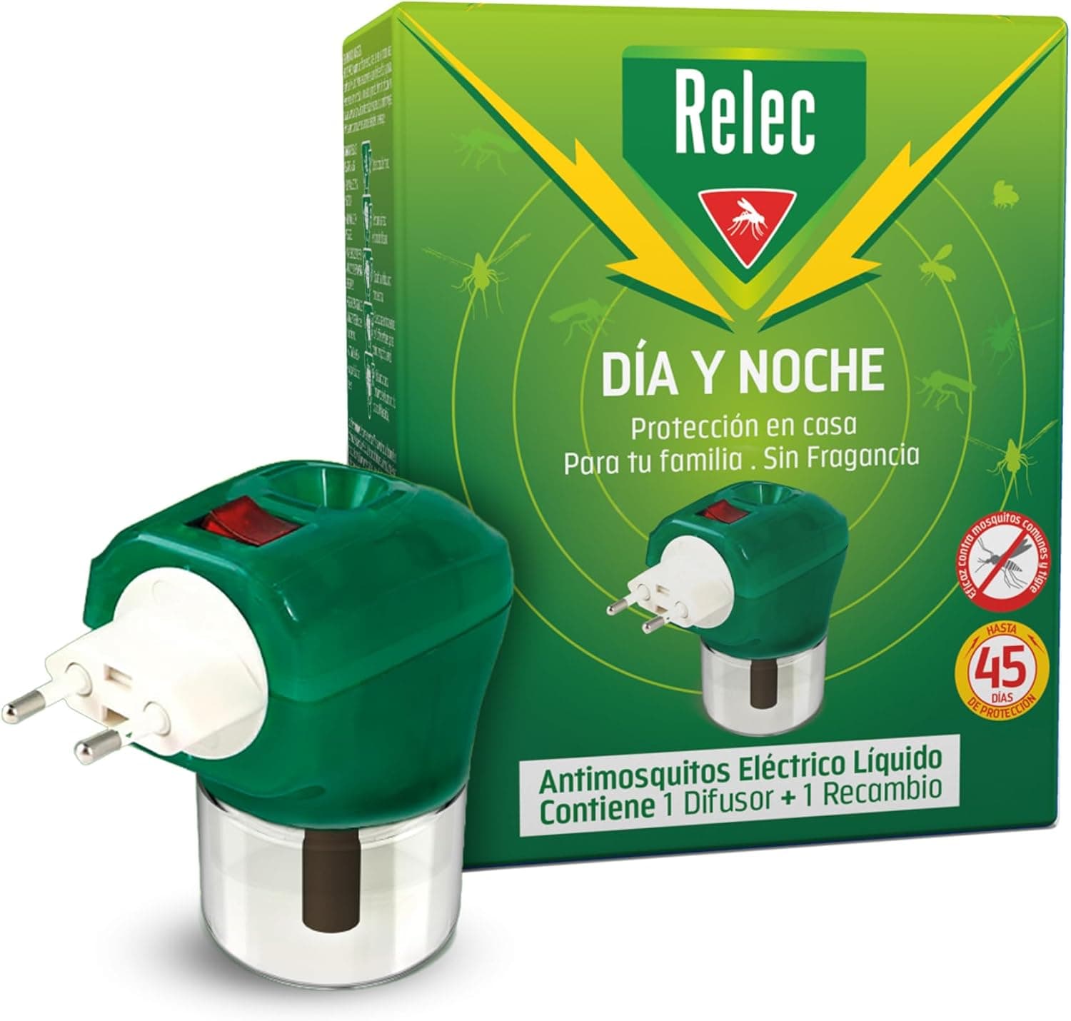 Relec Día y Noche Difusor Eléctrico Líquido Antimosquitos Y Recambio, 35 ml
