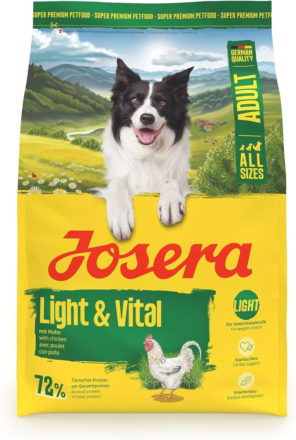 JOSERA Light & Vital (1 x 3 kg) | Adultos | Pienso seco con Pollo y Guisantes para Perros Adultos | Bajo Contenido en Grasas y Alto Contenido en proteínas para el Control del Peso | Sin Trigo