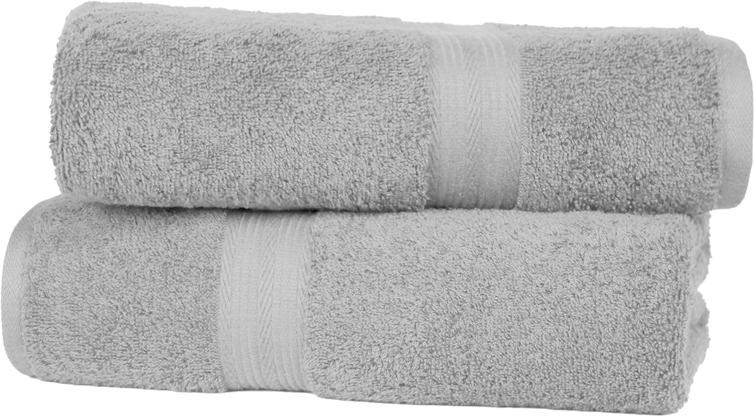 Amazon Basics Juego Toallas Baño 100% Algodón Toalla Ducha 70x140 cm, Gris, Pack 2 Unidades