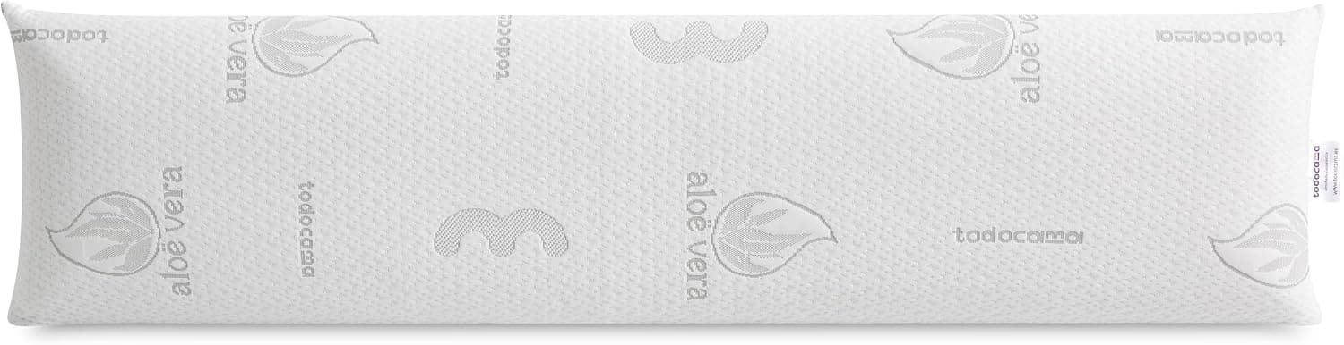 Todocama Almohada Viscoelástica Aloe Vera, Núcleo Compacto Viscoelástico para Cervicales y Cuello, Firmeza Media-Alta, Doble Funda con Cremallera (150 cm).