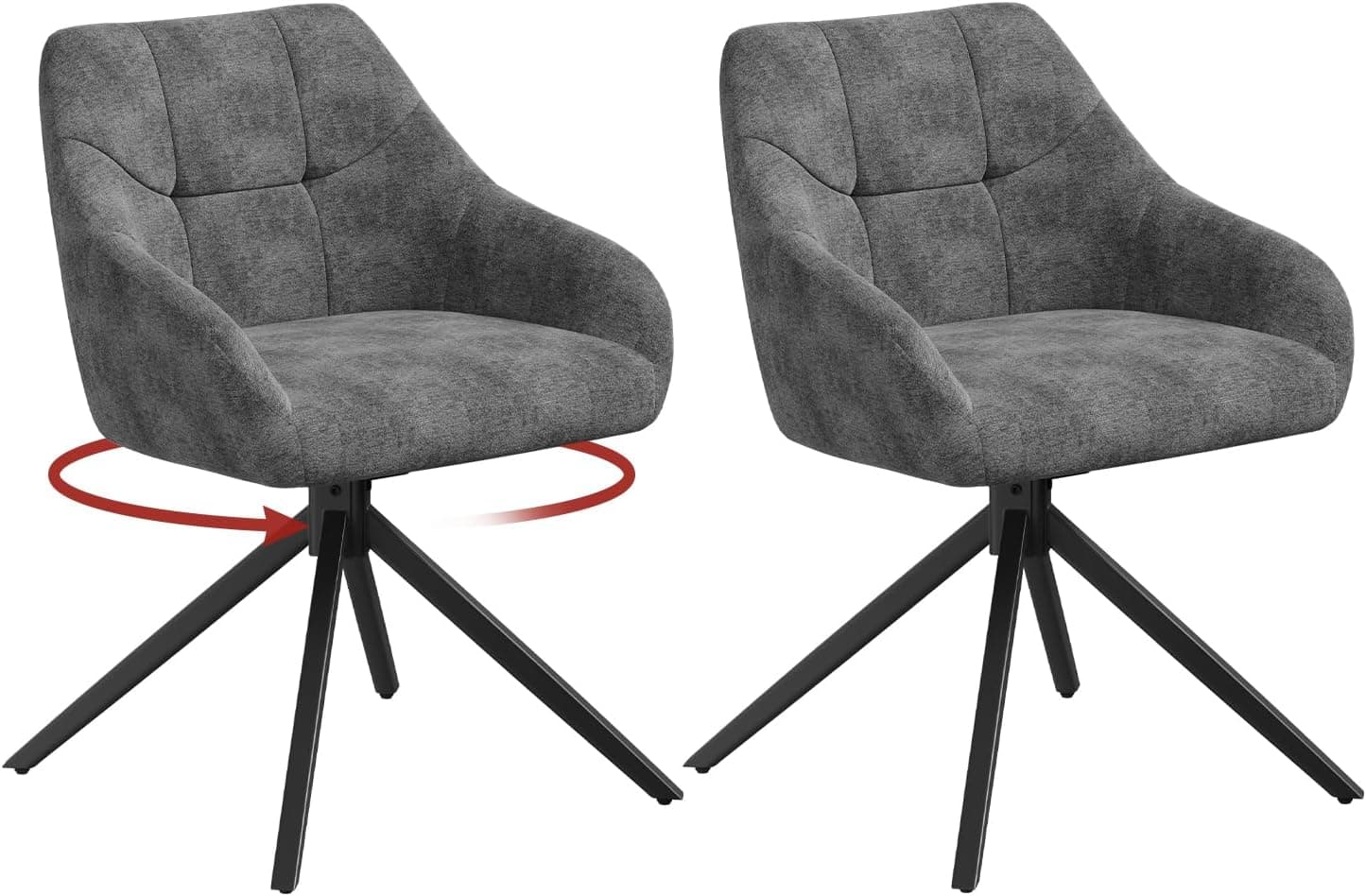 WOLTU Juego de 2 Sillas de Comedor Giratorias 360°con Respozabrazos