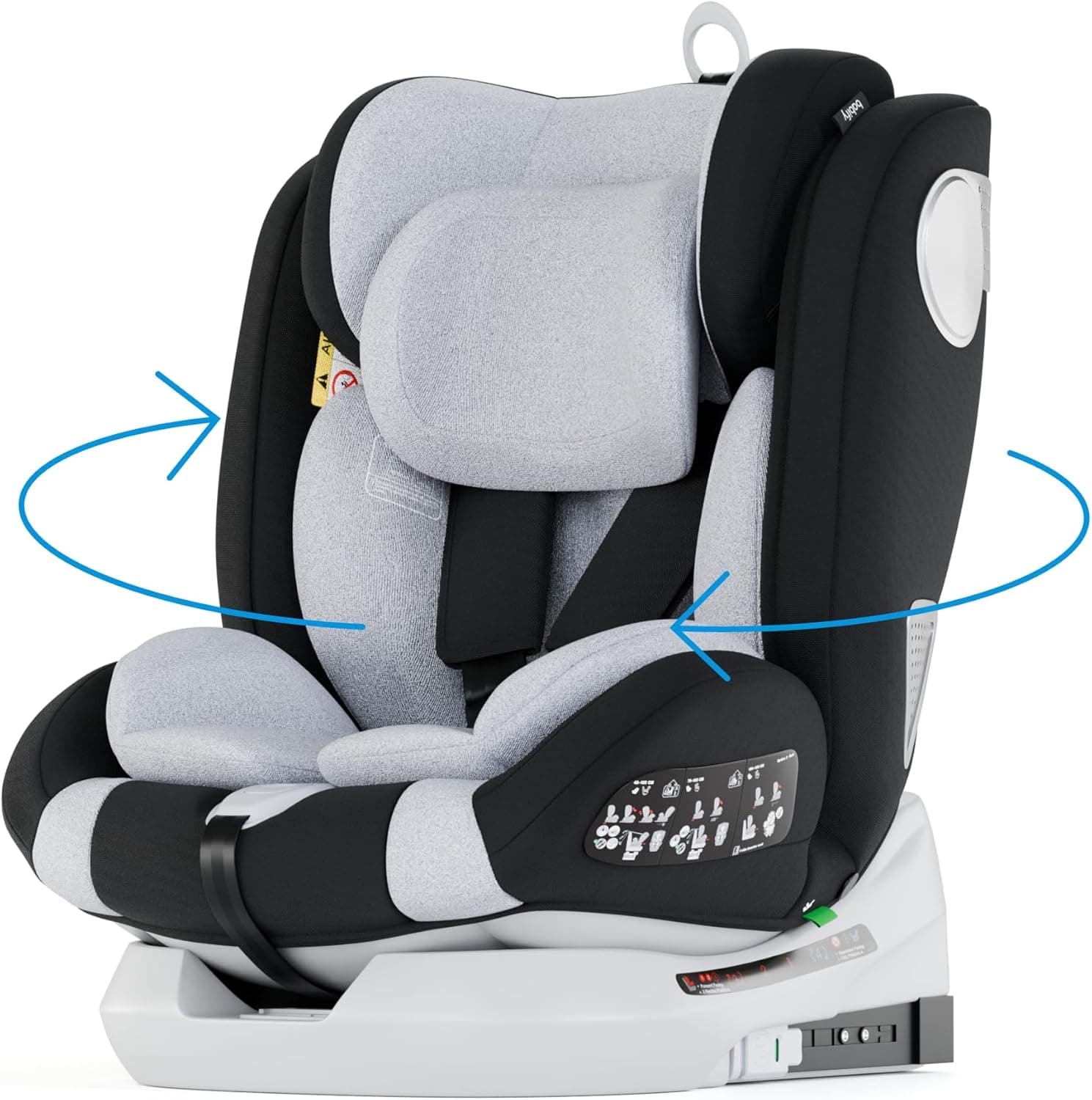 Babify Onboard Silla de Coche Isofix para Bebés y Niños, 0 Meses - 12 Años, Apta Desde 40-150 cm Ajustable 360º, Asiento Portátil y Seguro i-Size ECE R129