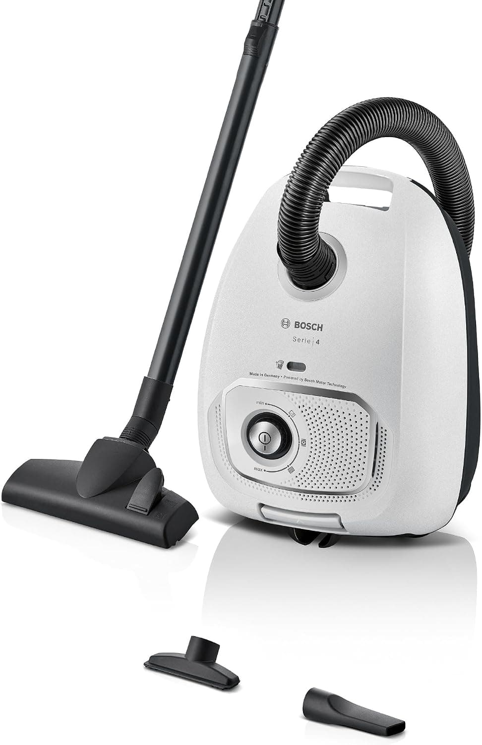 Bosch - Aspirador con Bolsa, Serie 4, Volumen XL de Bolsa de Polvo, Boquilla para Ranuras y tapicería, Blanco, BGB41WH1