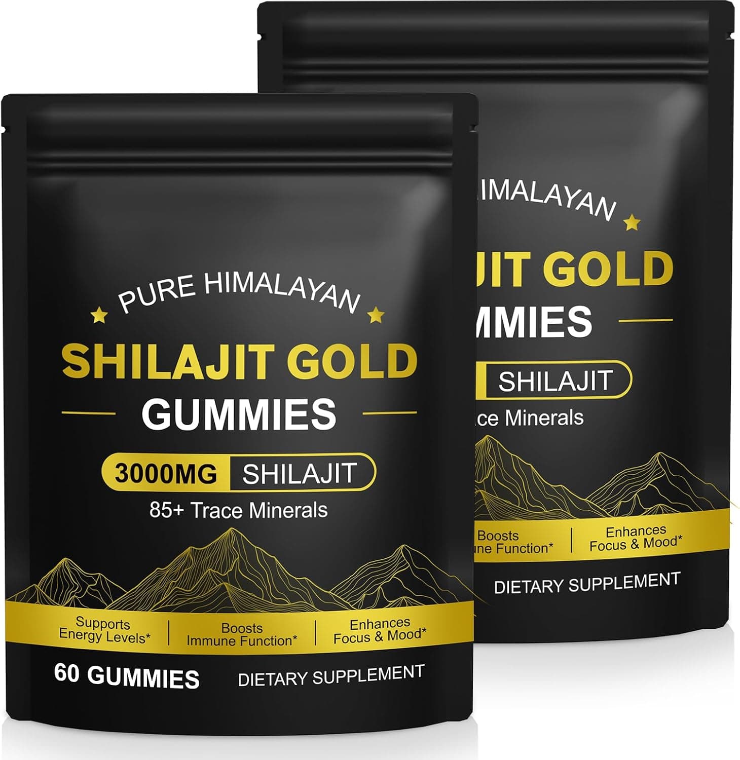Shilajit Puro del Himalaya 3000mg, Shilajit Gold Gummies, Gominolas de Shilajit, 120 Gominolas
