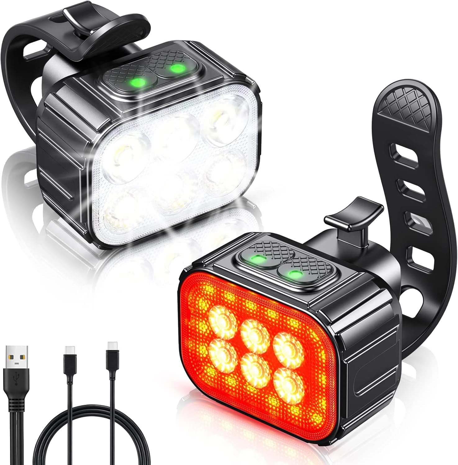 CIRYCASE Luz Bicicleta Potente LED, 8+12 Modos con Haz de Foco & Inundación
