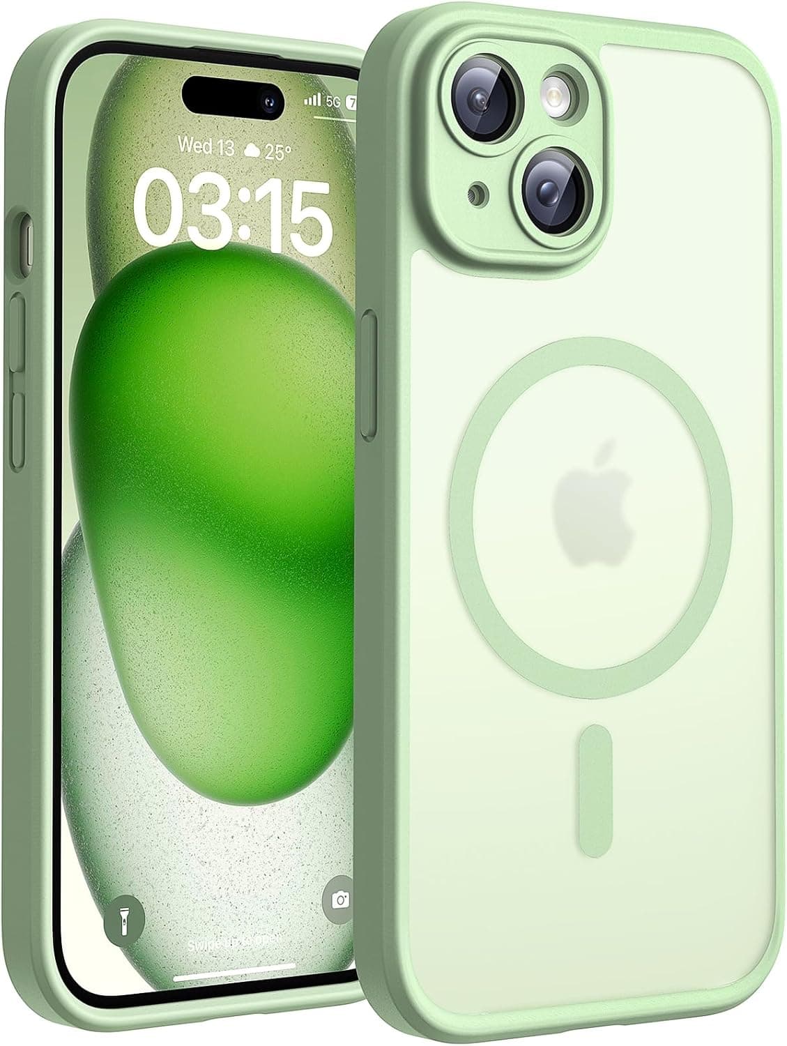 TOCOL Funda para iPhone 15 (6,1"), Compatible con MagSafe, Verde Claro
