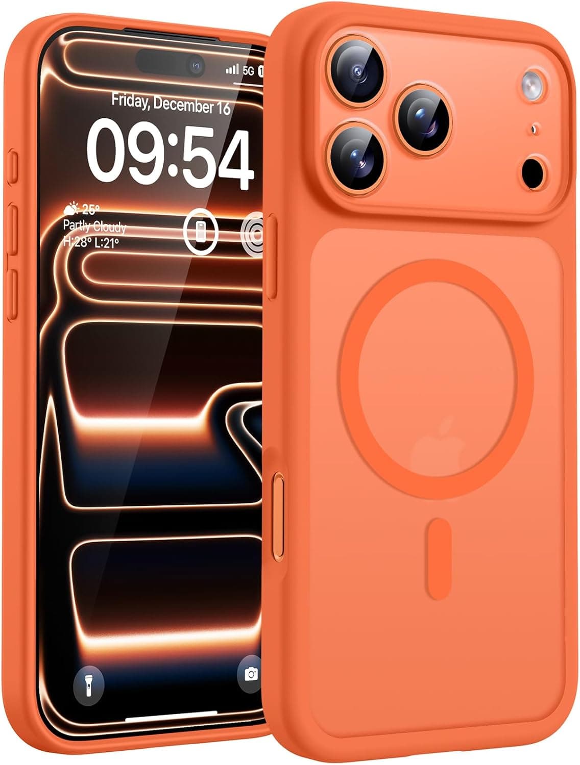 TOCOL Funda para iPhone 17 Pro MAX, Compatible con MagSafe, Naranja