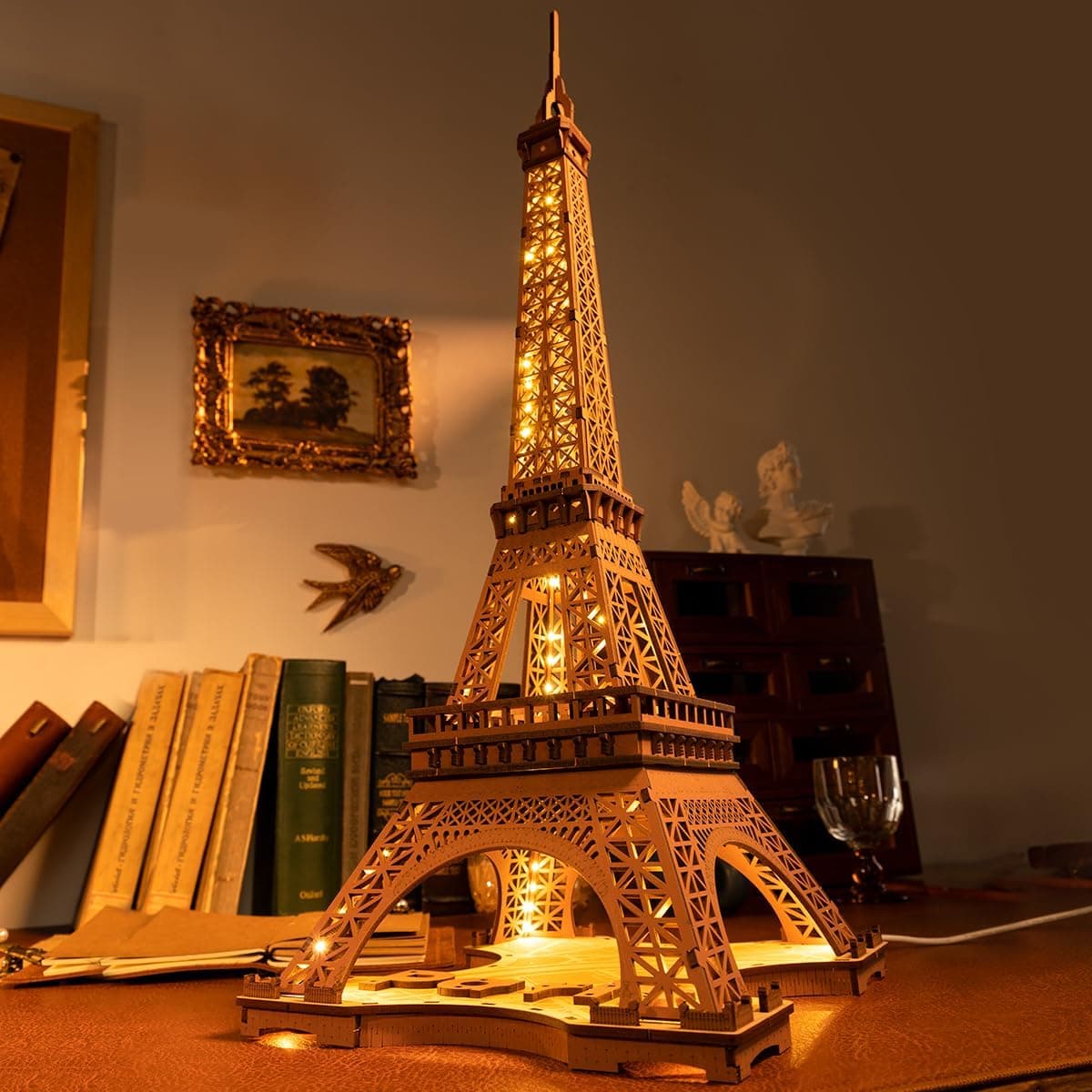 Rolife Torre Eiffel Con Luz Modelo Kits-Puzzle 3D Maquetas para Construir Montar Adultos -Arquitectura Kits de Construcción(TGL01)