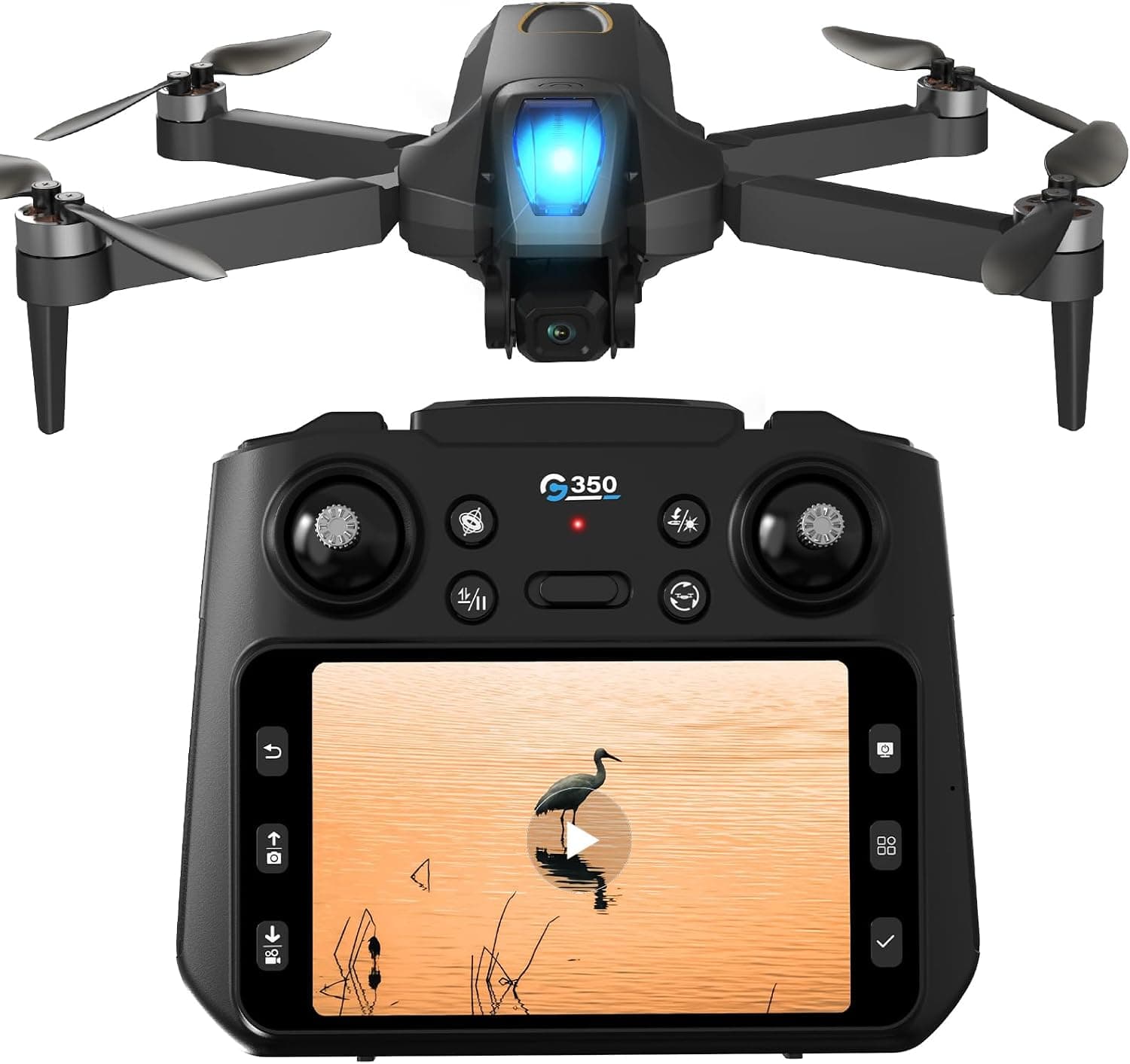 Dron con cámara, pantalla LCD de 4,5 pulgadas en el mando, dron con pantalla, drones FPV con motor sin escobillas para niños, adultos y principiantes, cuadricóptero RC plegable, despegue con una tecla