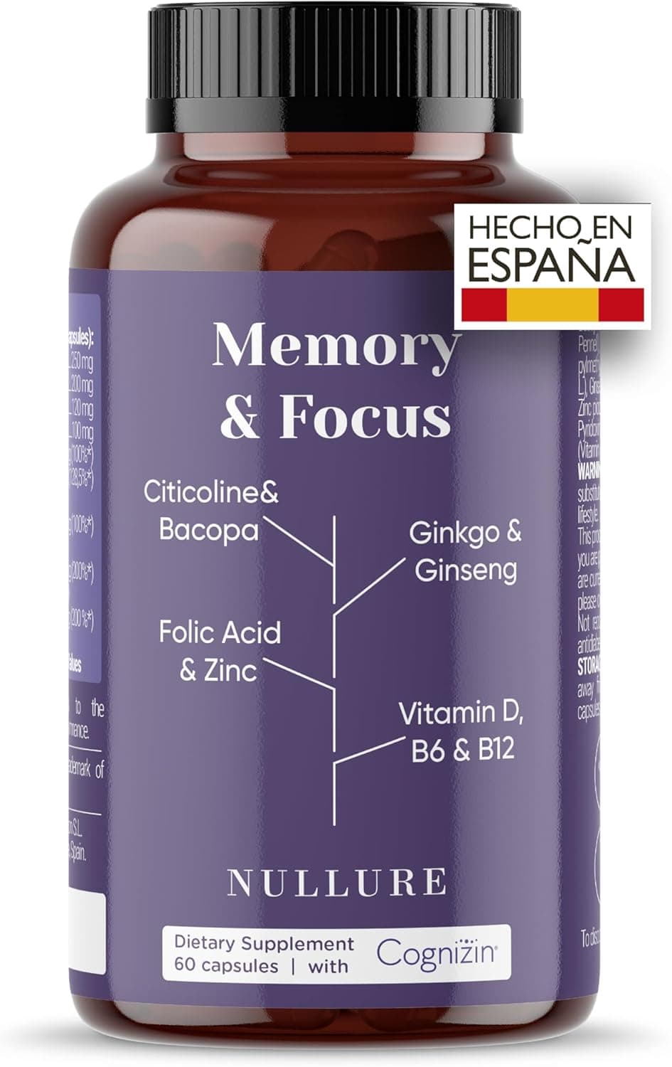 Memory & Focus Nootropico con Citicolina COGNIZIN® | Nullure | 60 capsulas