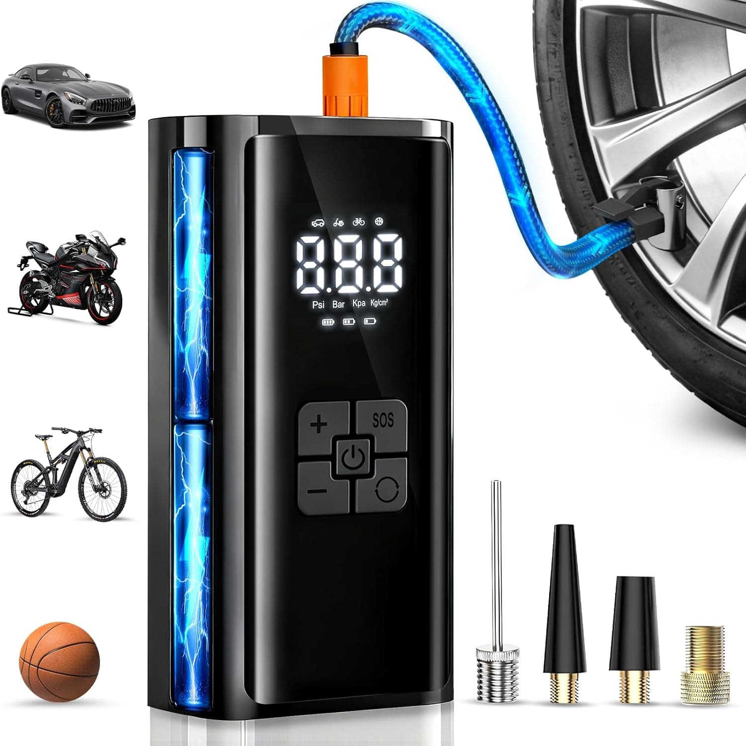 Compresor Aire Portátil, Inflador Ruedas Coche, 150PSI (10,3 bar) 6000mAh