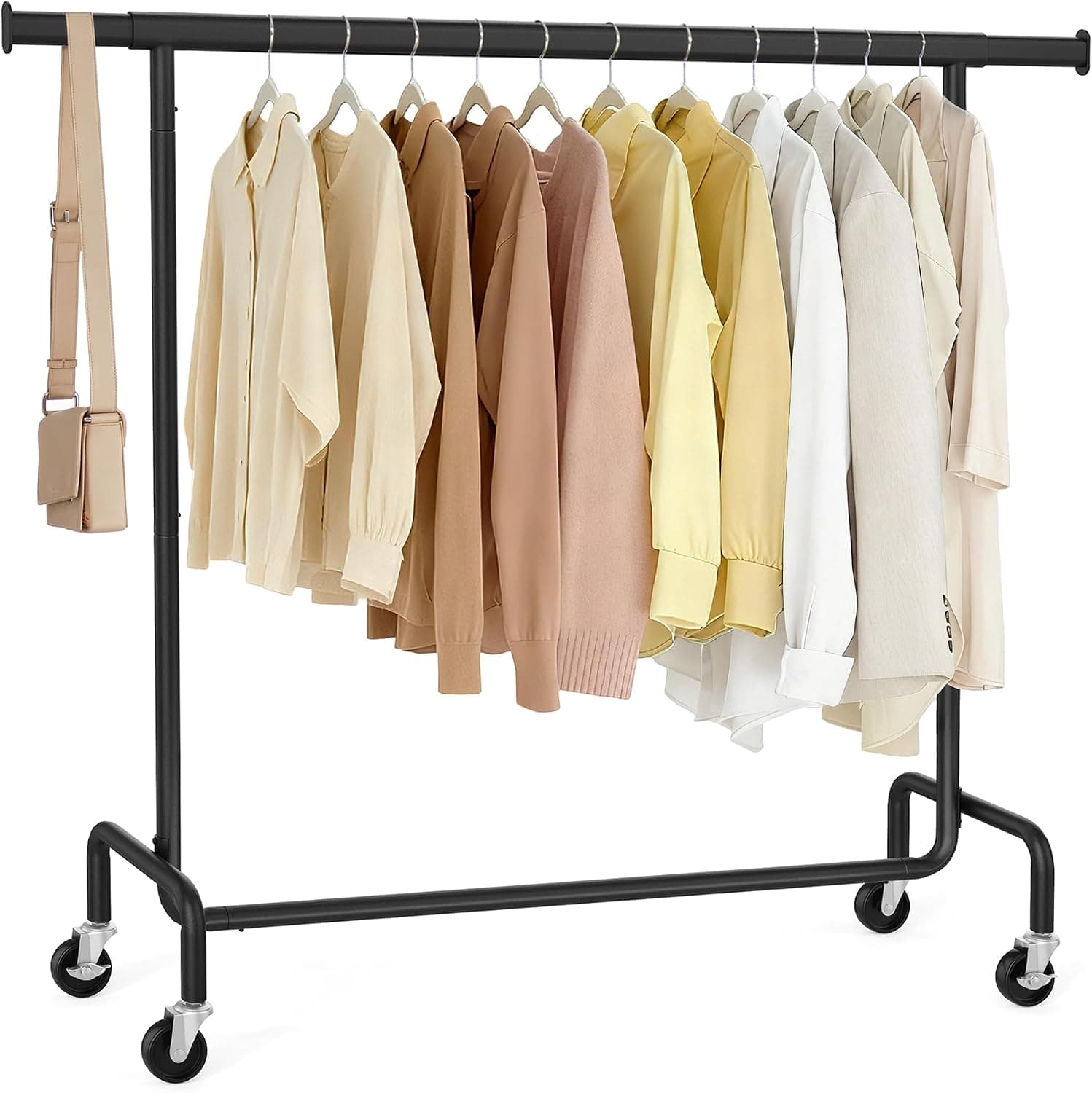 SONGMICS Burro Ropa con Ruedas, Extensible, (110-150) x 45 x 162,9 cm